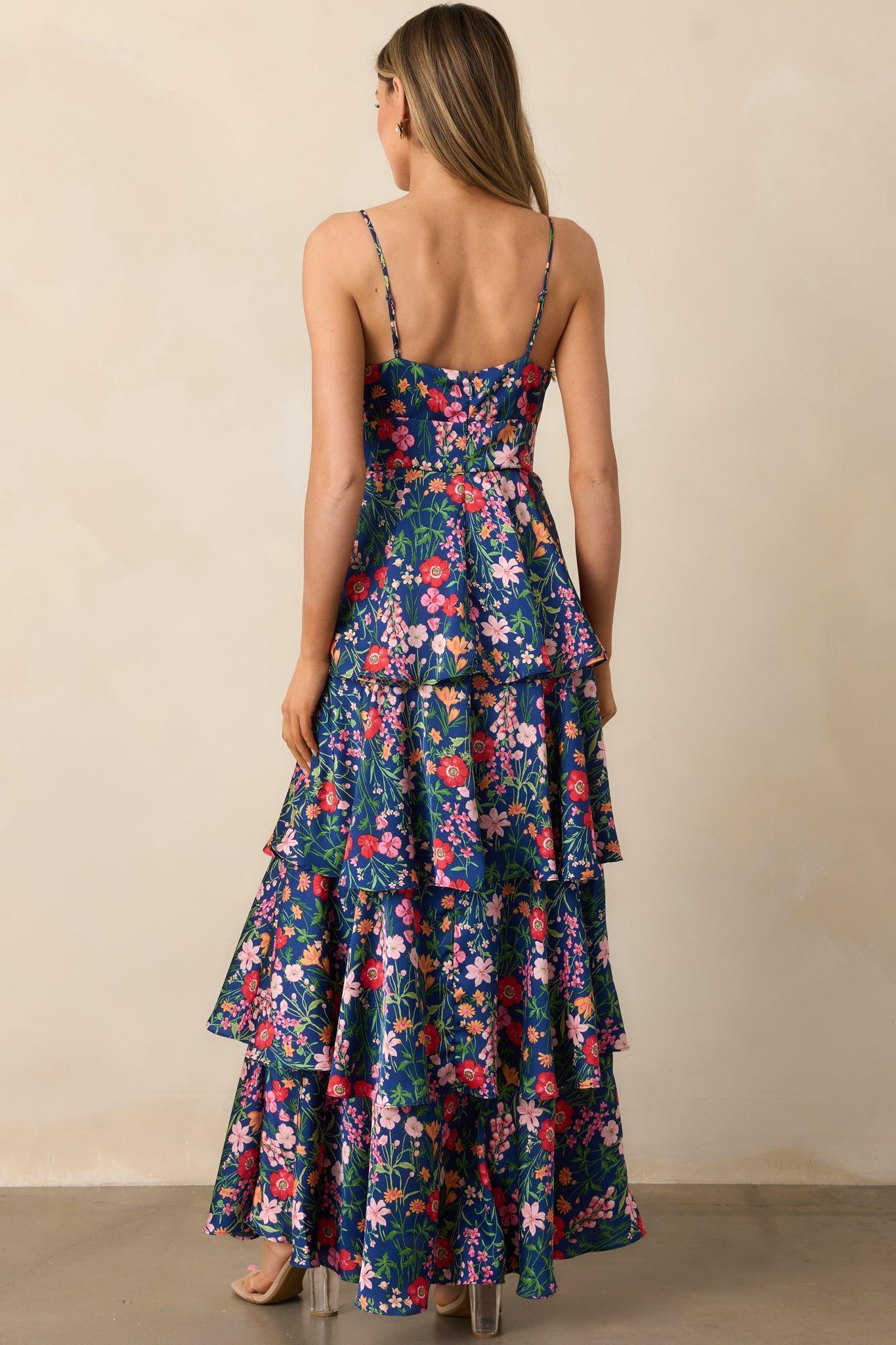 Petal Parade Navy Floral Tiered Maxi Dress Product Image