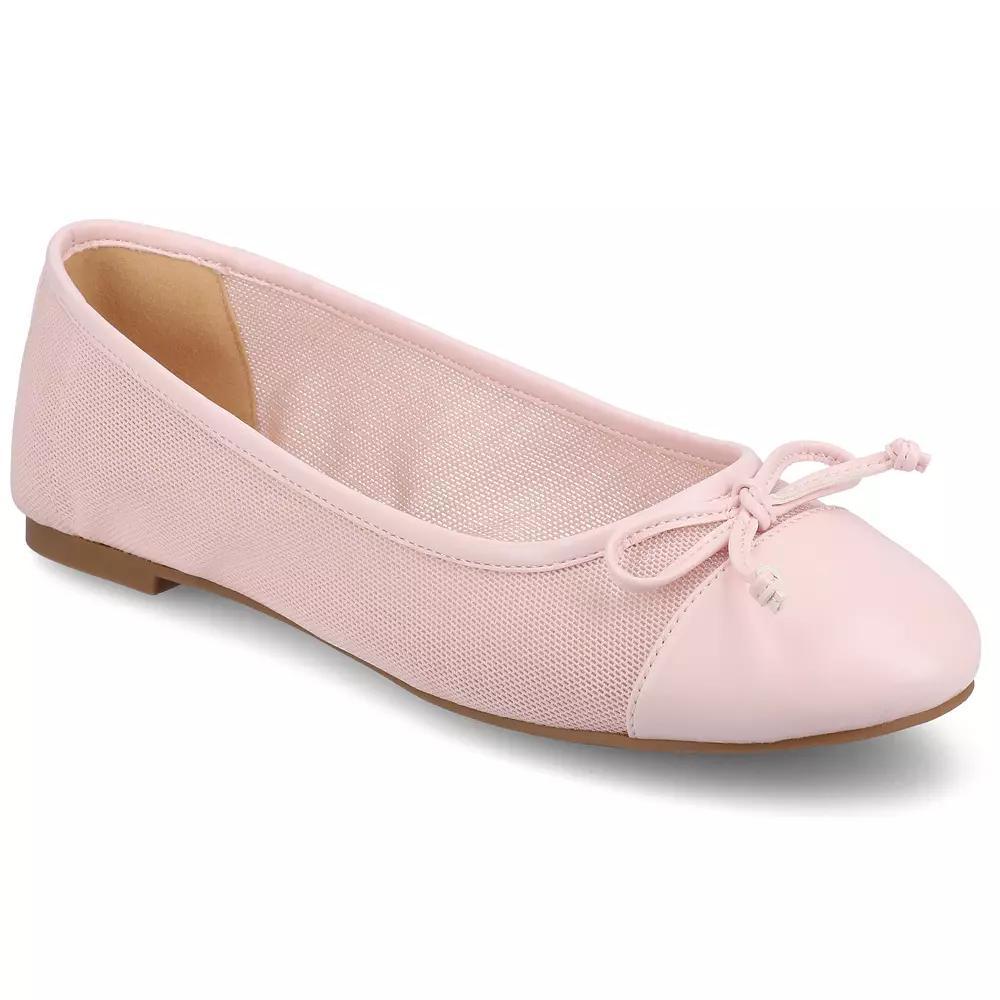 Journee Kaiah Medium and Wide Width Women's Ballet Cap Toe Slip-On Dress Flats, Size: 7.5, Pink Mesh Product Image