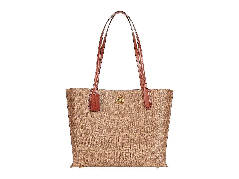 COACH Signature Logo Willow Canvas and Leather Tote Bag Product Image