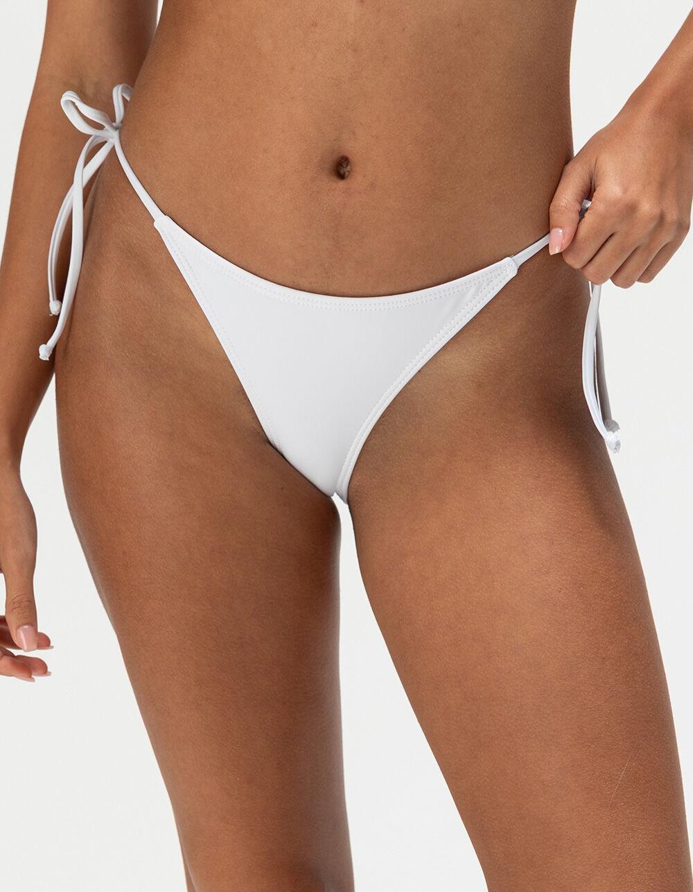 FULL TILT Tie Side Cheeky Bikini Bottoms - WHITE Product Image