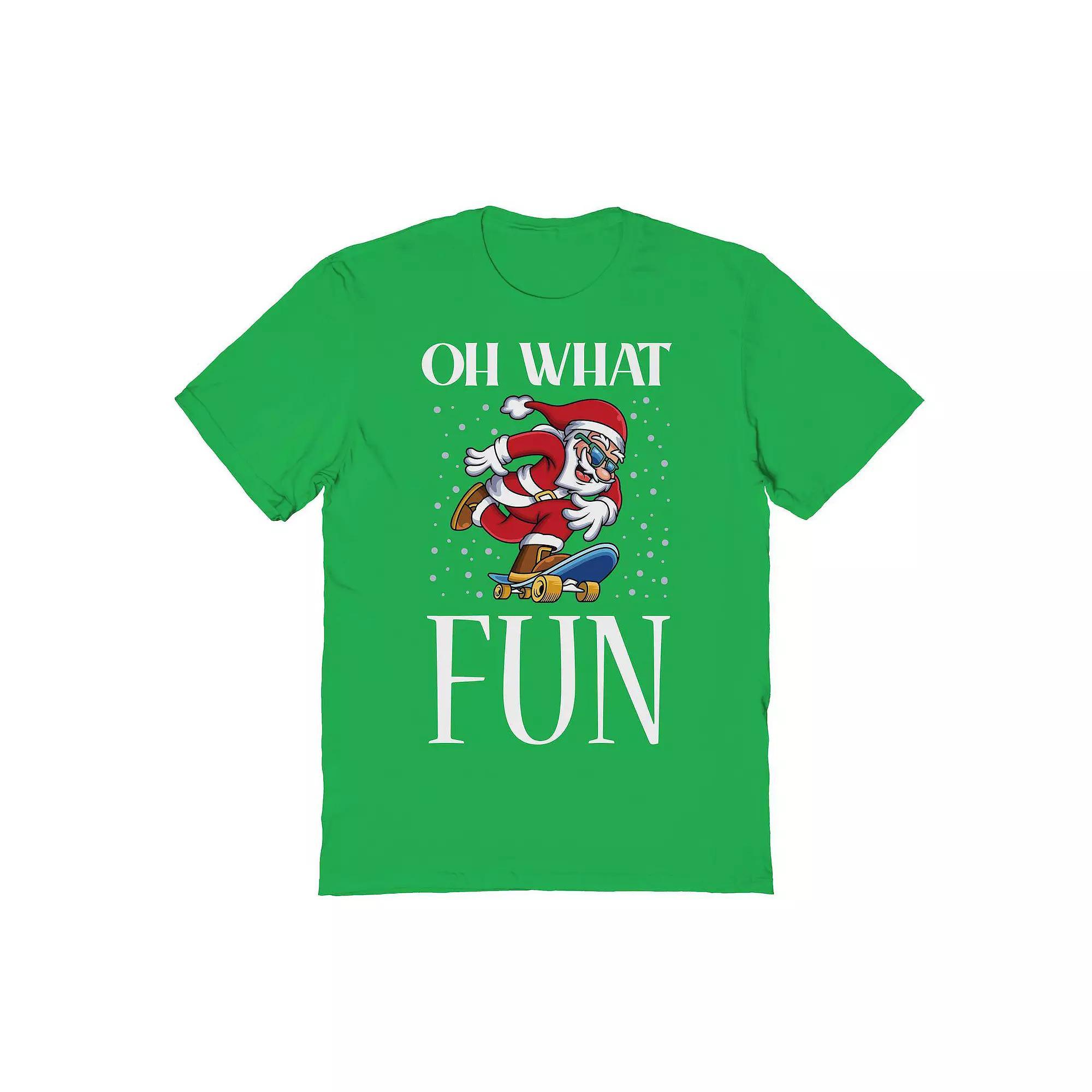 Mens Santa Oh What Fun Christmas Graphic Tee Product Image