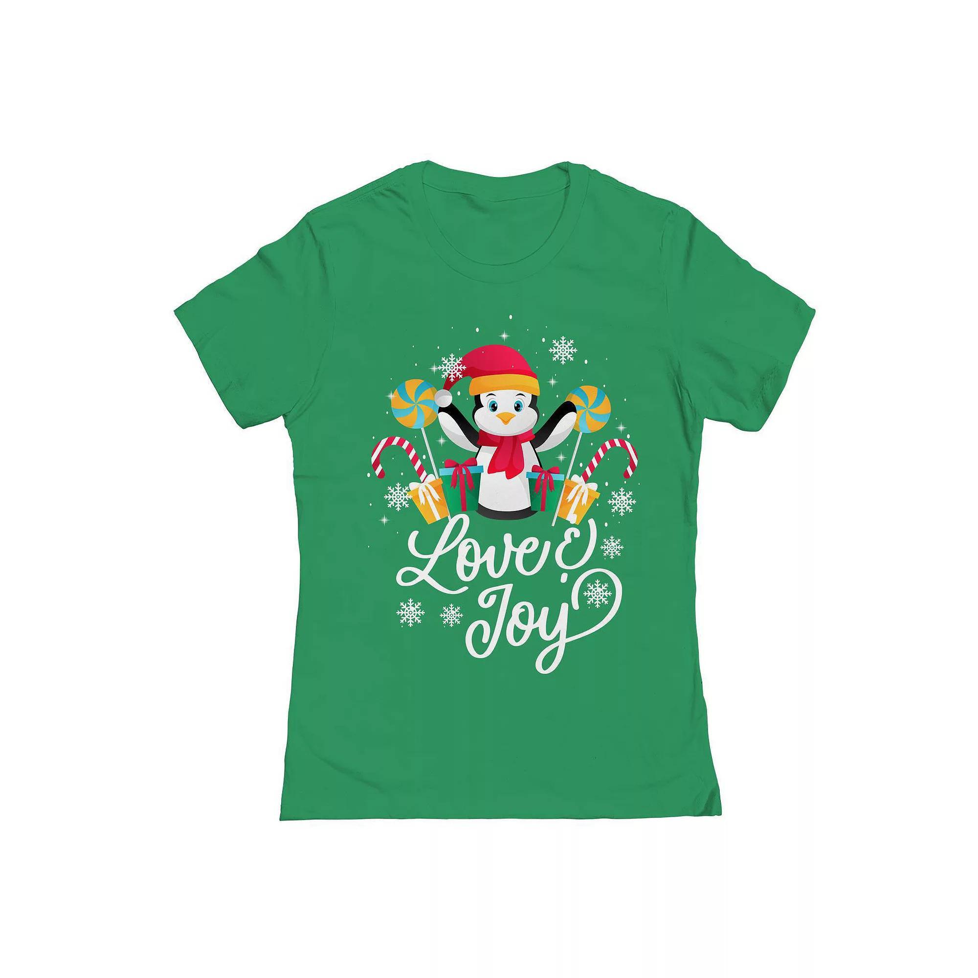 Junior's Christmas Love Penguin Graphic Tee, Women's, Size: XXL, Kelly Product Image
