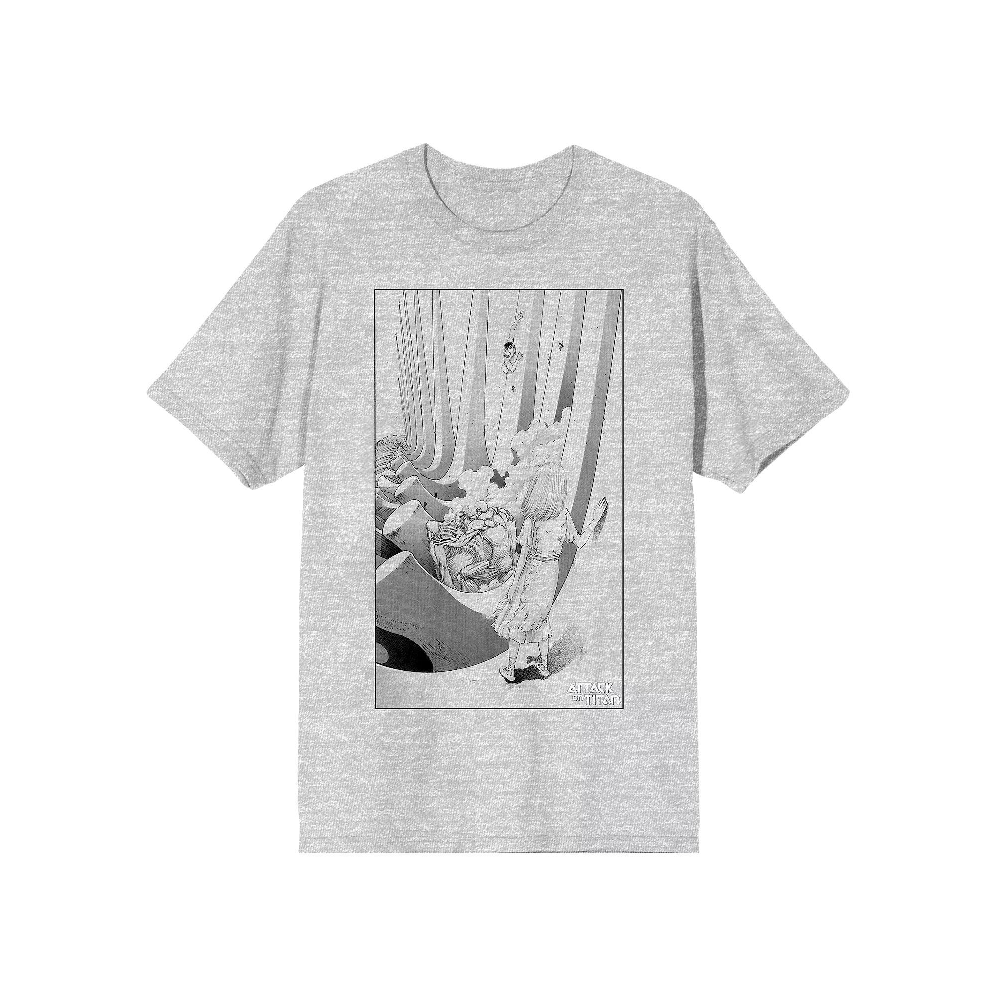 Men's Attack On Titan Art Drawing Graphic Tee, Size: Small 36, Gray Product Image