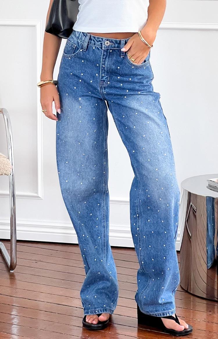 Sparks Mid Wash Denim Straight Leg Jeans Girls Product Image