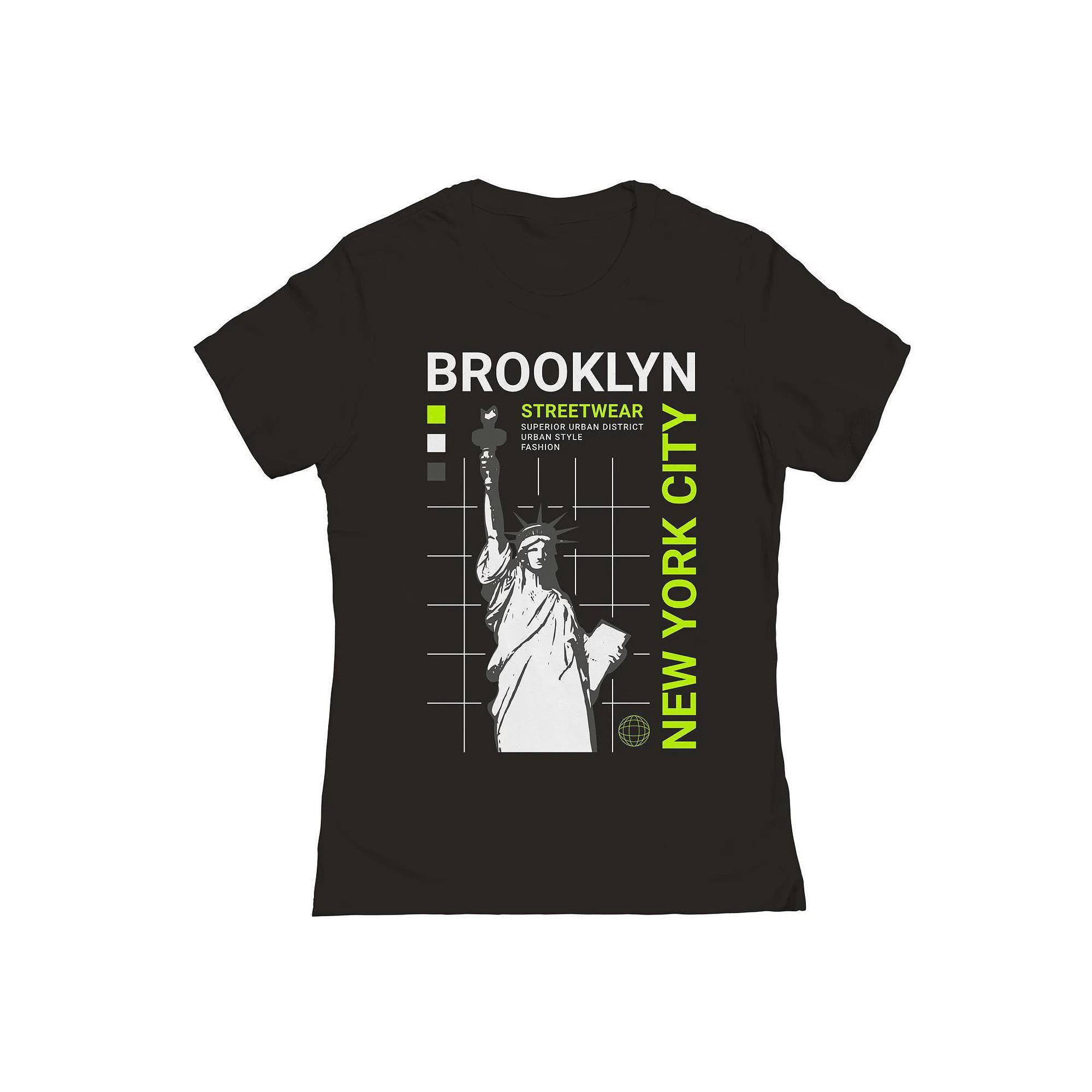 Junior's Brooklyn Statue NYC Graphic Tee, Women's, Size: Large, Black Product Image