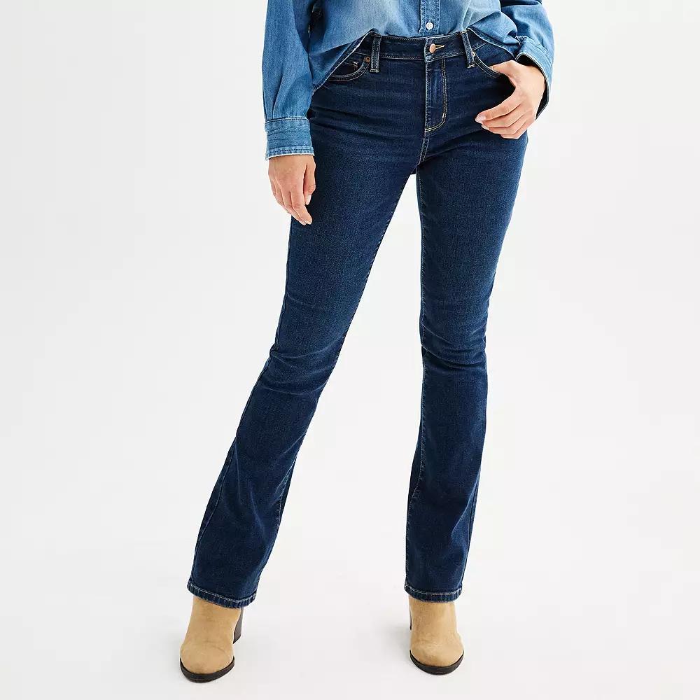 Petite Sonoma Goods For Life® Premium Mid-Rise Bootcut Jeans, Women's, Size: 10 Petite, Dark Blue Product Image
