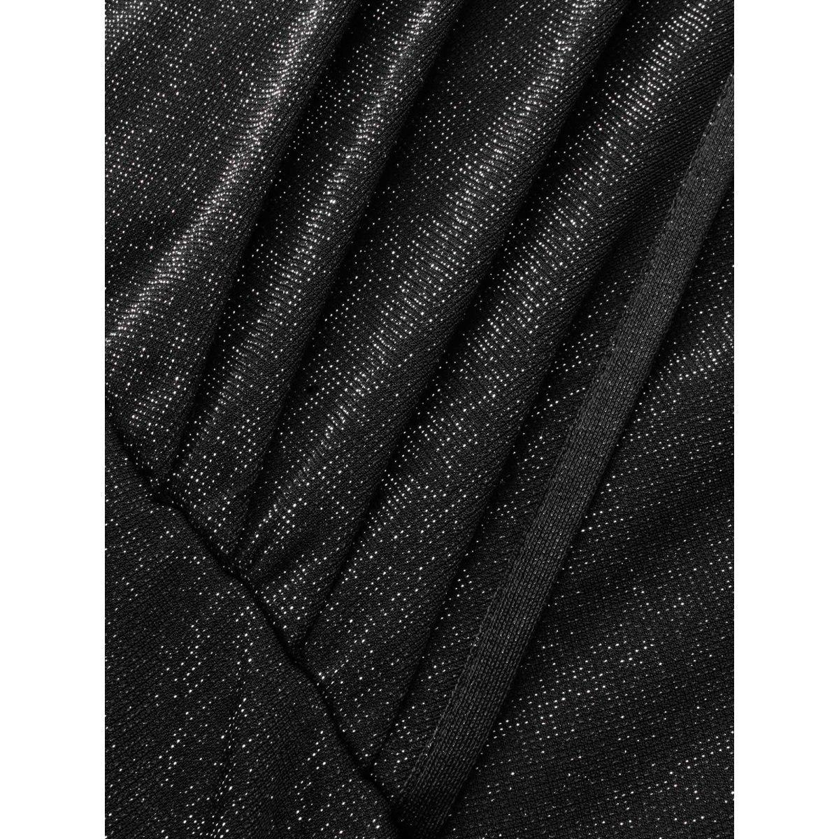 Plus Size Luxe Overlap Collar Ruffle Sleeve Dress Pureblack Women Cocktail Overlapping Party Curvy Bloomchic 18-20/2X Product Image