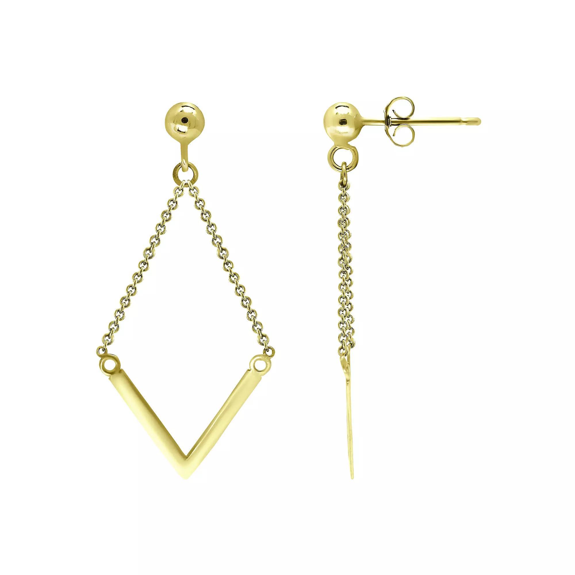 Aleure Precioso Sterling Silver Chain with "V" Drop Earrings, Women's, Gold Tone Product Image