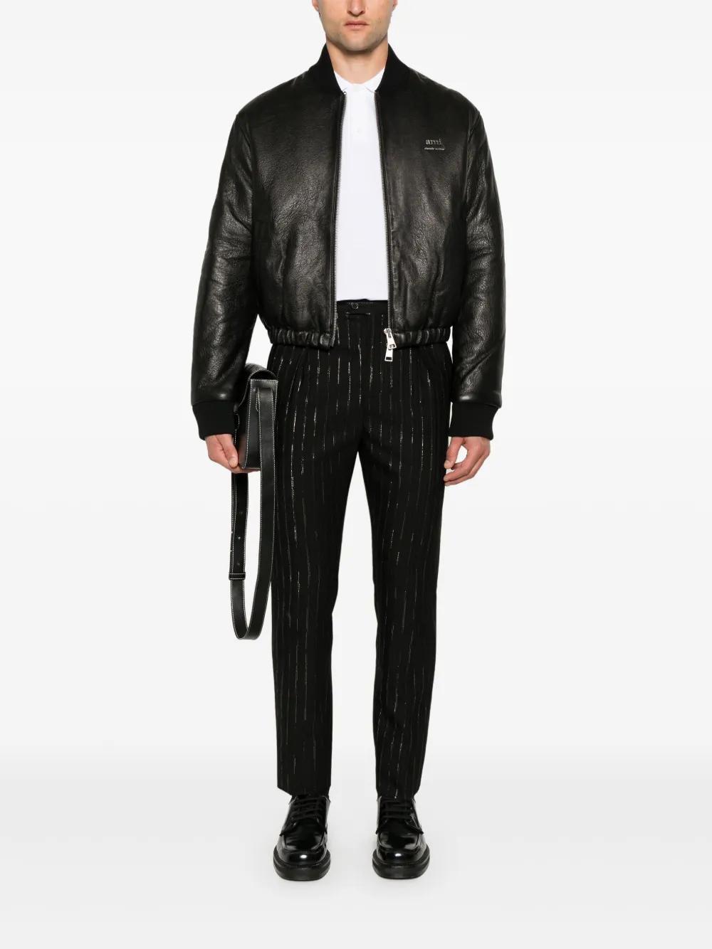 logo-plaque leather jacket Product Image