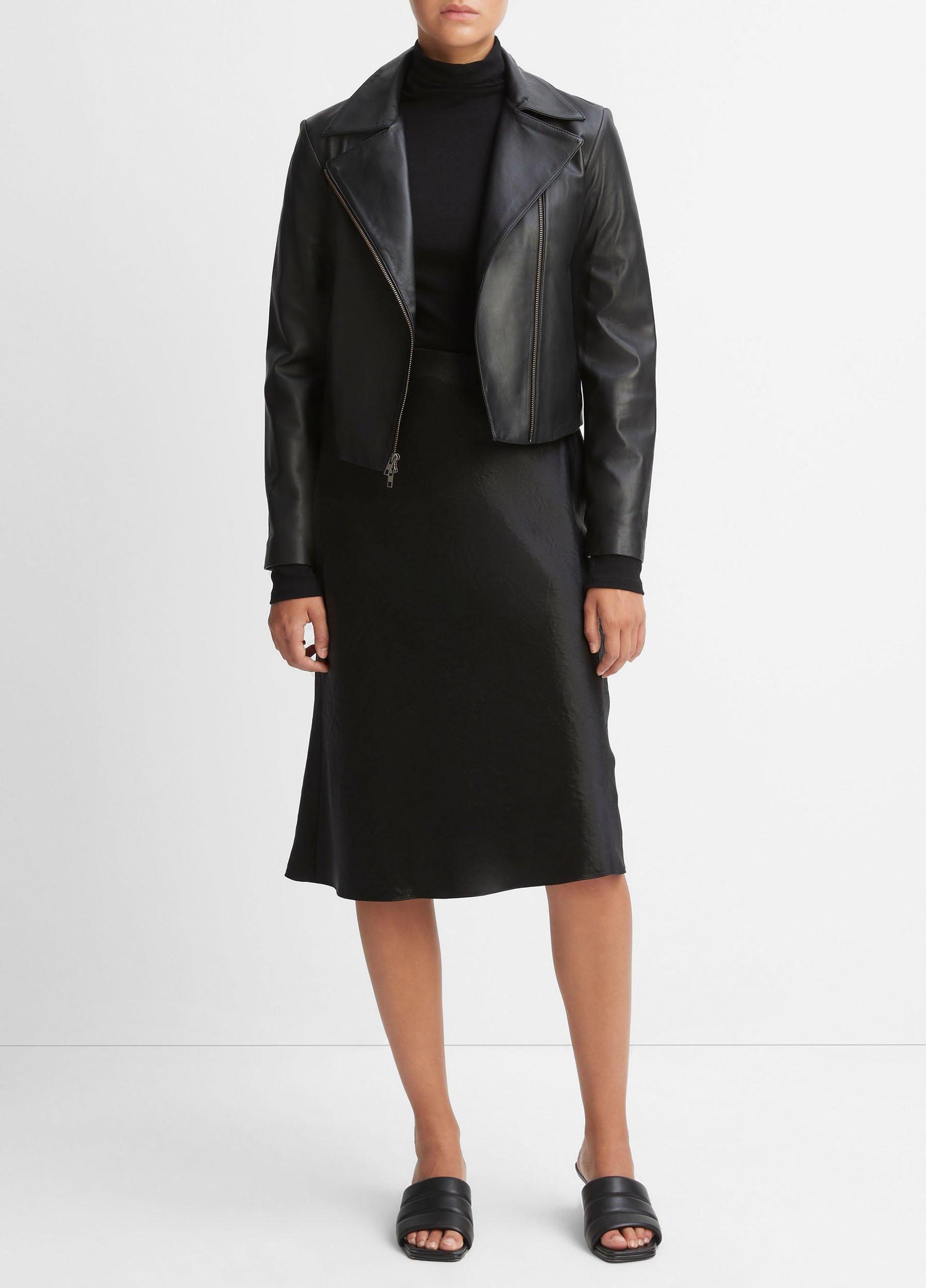 Womens Leather Cross-Front Moto Jacket Vince Product Image
