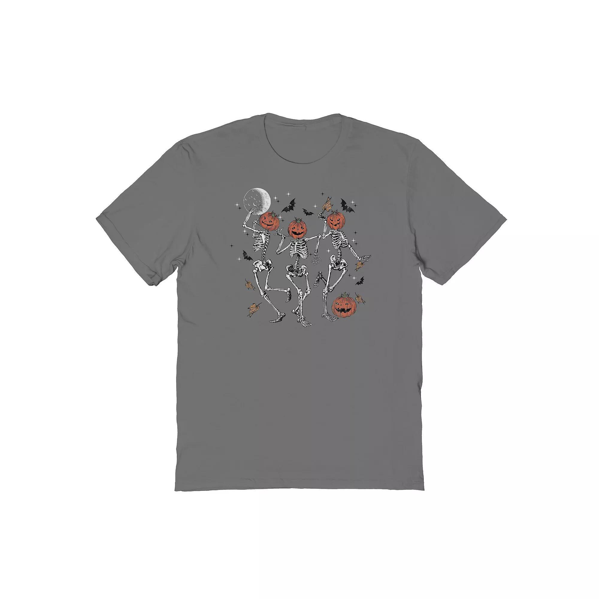 Men's Pumpkin Skulls Halloween Graphic Tee, Size: Medium, Grey Product Image