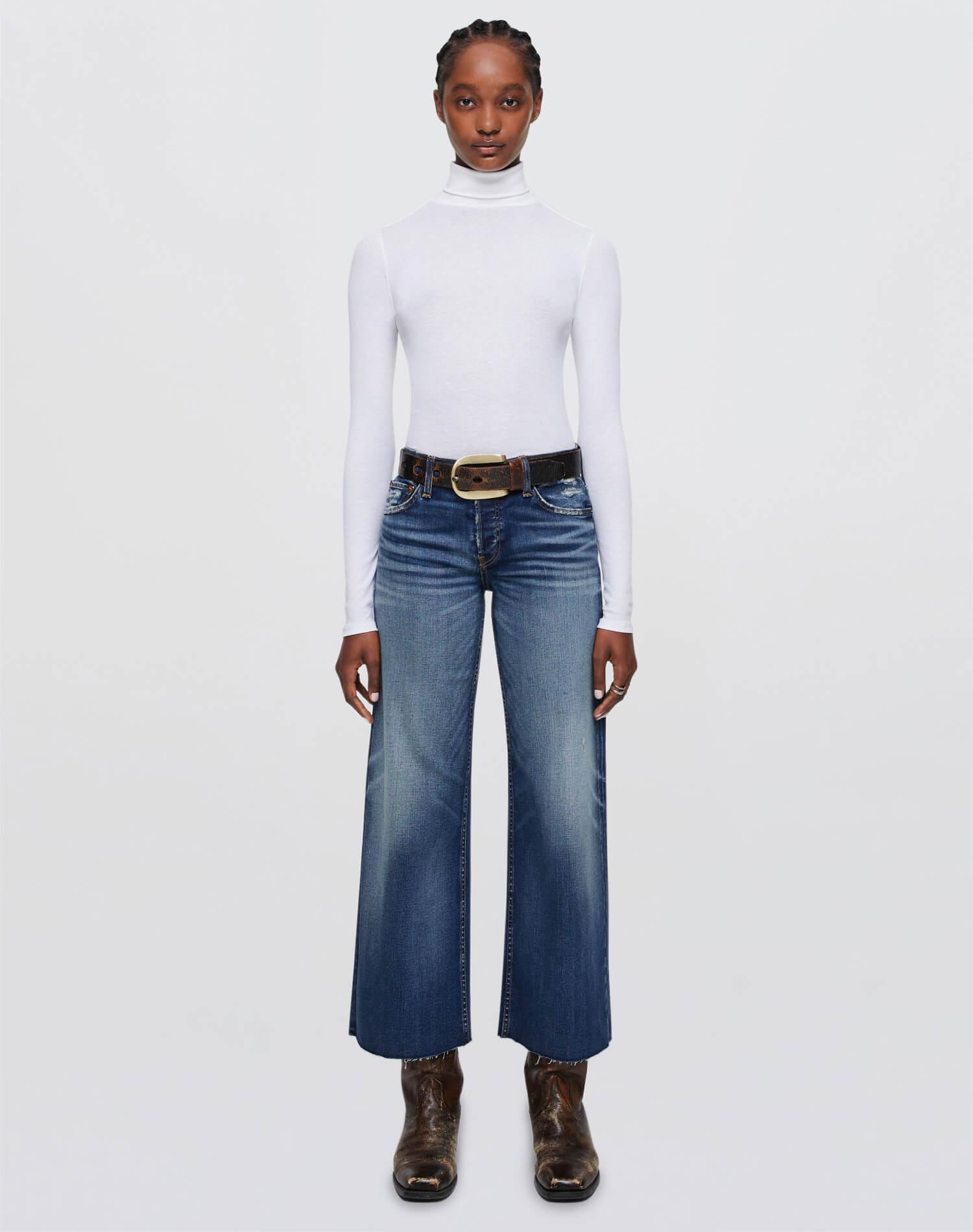 Mid Rise Wide Leg Crop - Indigo Grind Product Image