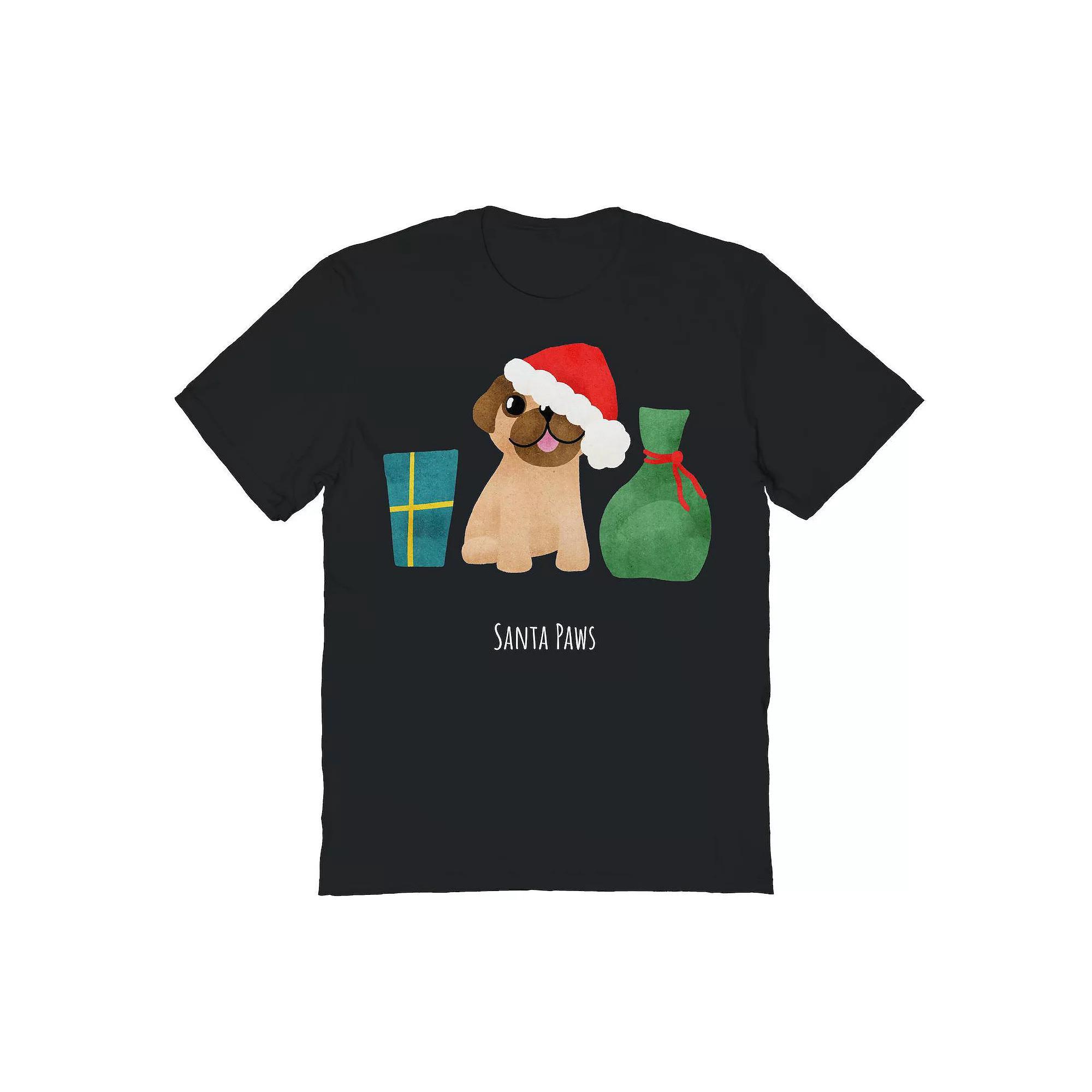 Men's Santa Paws Christmas Graphic Tee, Size: Large, Black Product Image