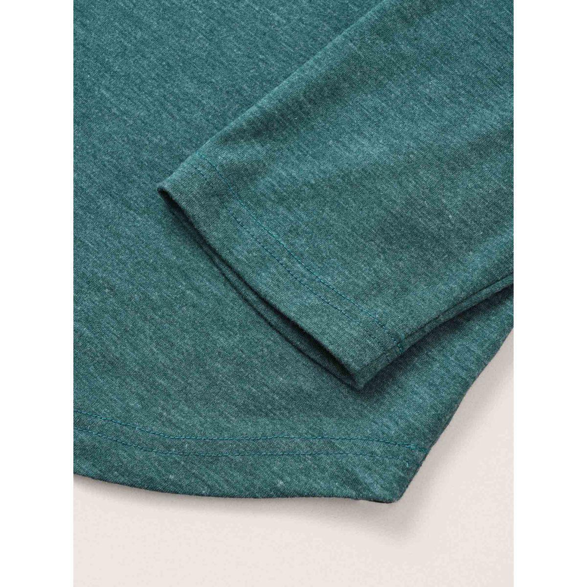 Plus Size Solid Eyelet Lace Curved Hem T-shirt DarkGreen Women Elegant Cut-Out Plain Round Neck Everyday T-shirts BloomChic 18-20/2X Product Image