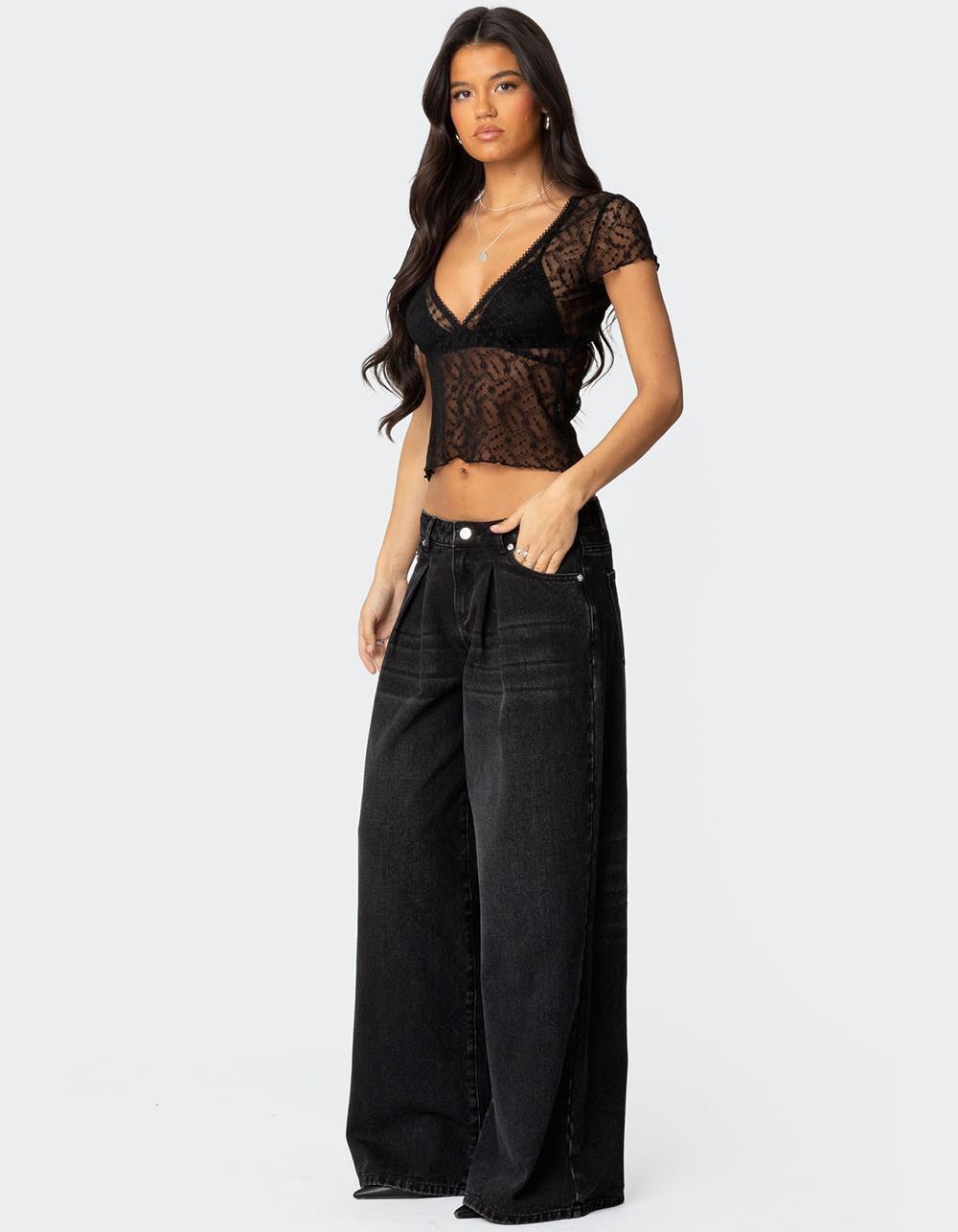 EDIKTED Julie Sheer Lace Top Product Image
