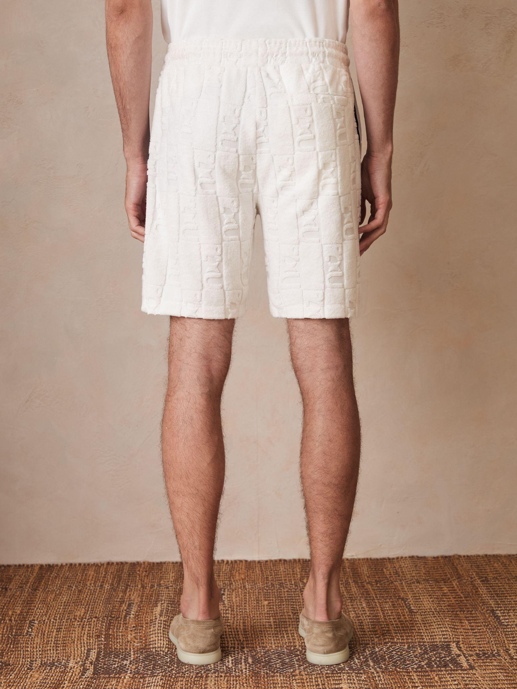 Reiss | Ché Towelling Monogram Shorts in White Product Image