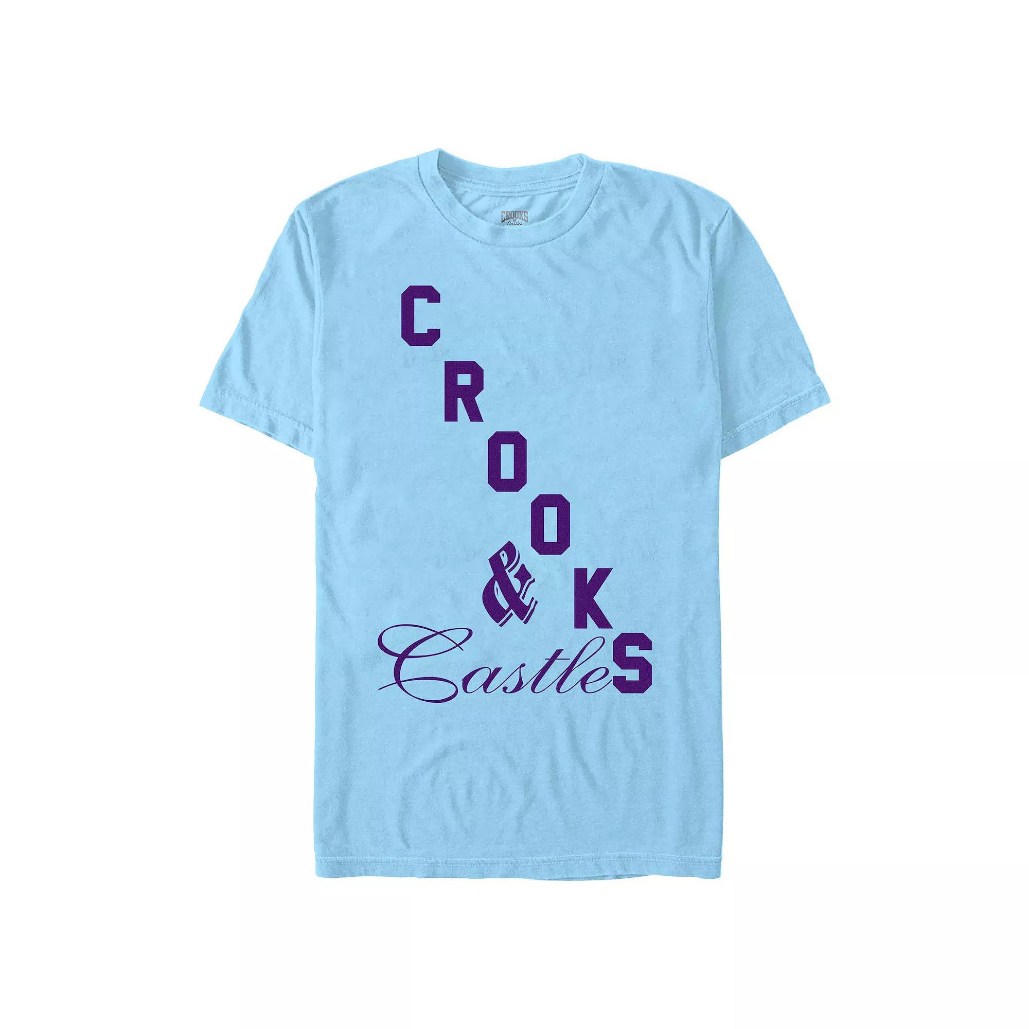 Men's Crooks And Castle Mixed Font Title Logo Graphic Tee, Size: Small, Light Blue Product Image
