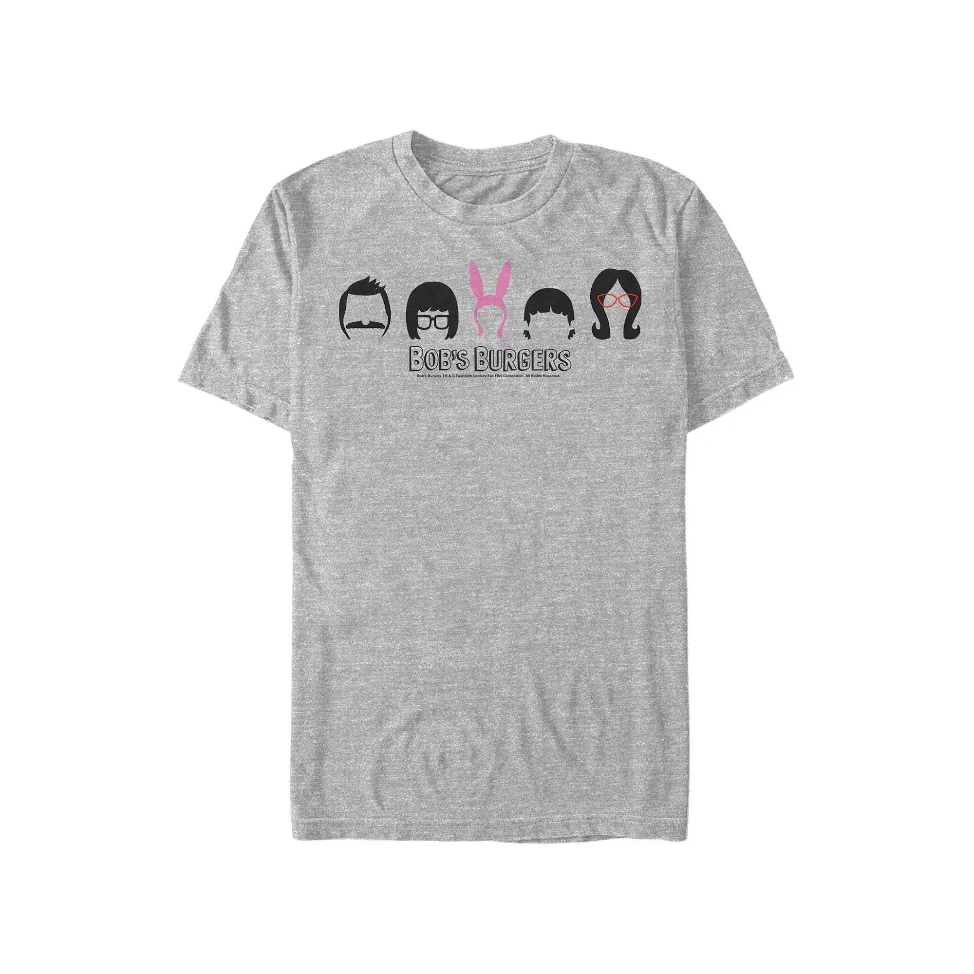 Men's Bob's Burgers Head Silhouettes Graphic Tee, Size: Small, Athletic Grey Product Image