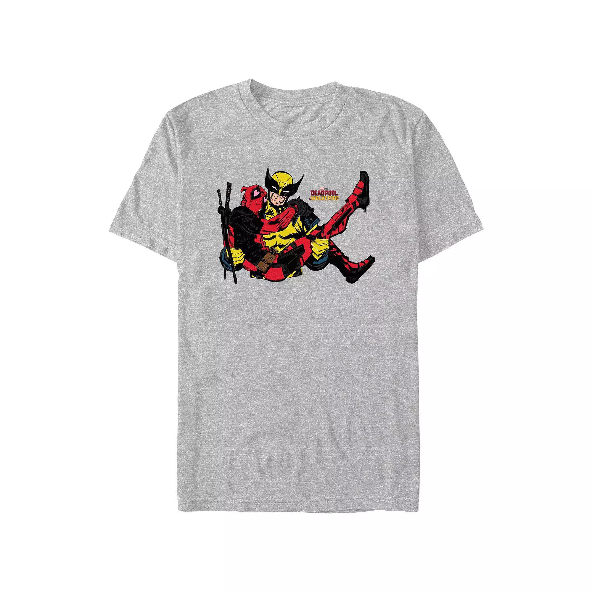 Men's Marvel Deadpool And Wolverine Rescuing Deadpool Graphic Tee, Size: Small, Athletic Grey Product Image