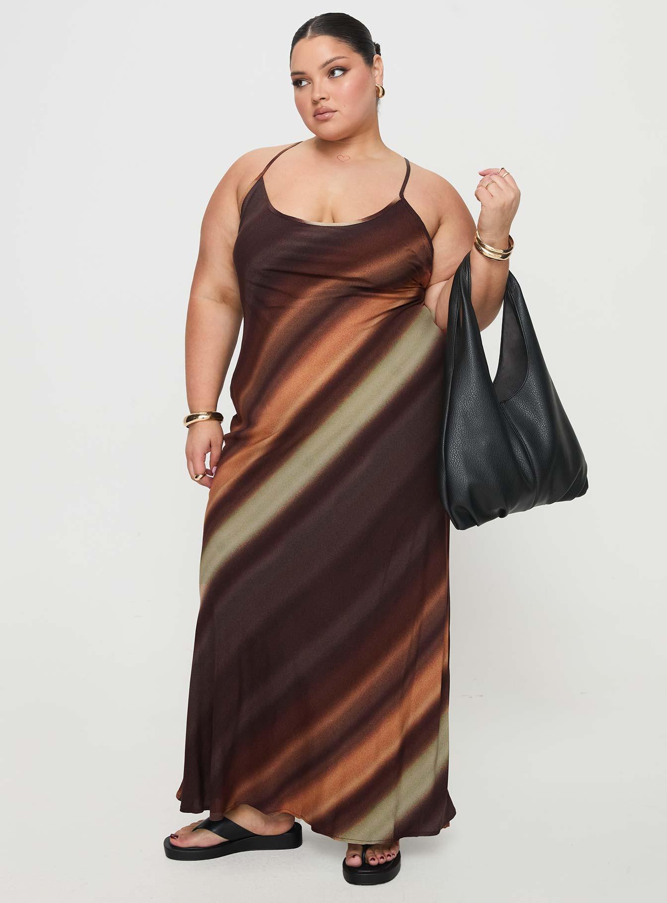 Otillie Maxi Dress Brown Multi Curve Product Image