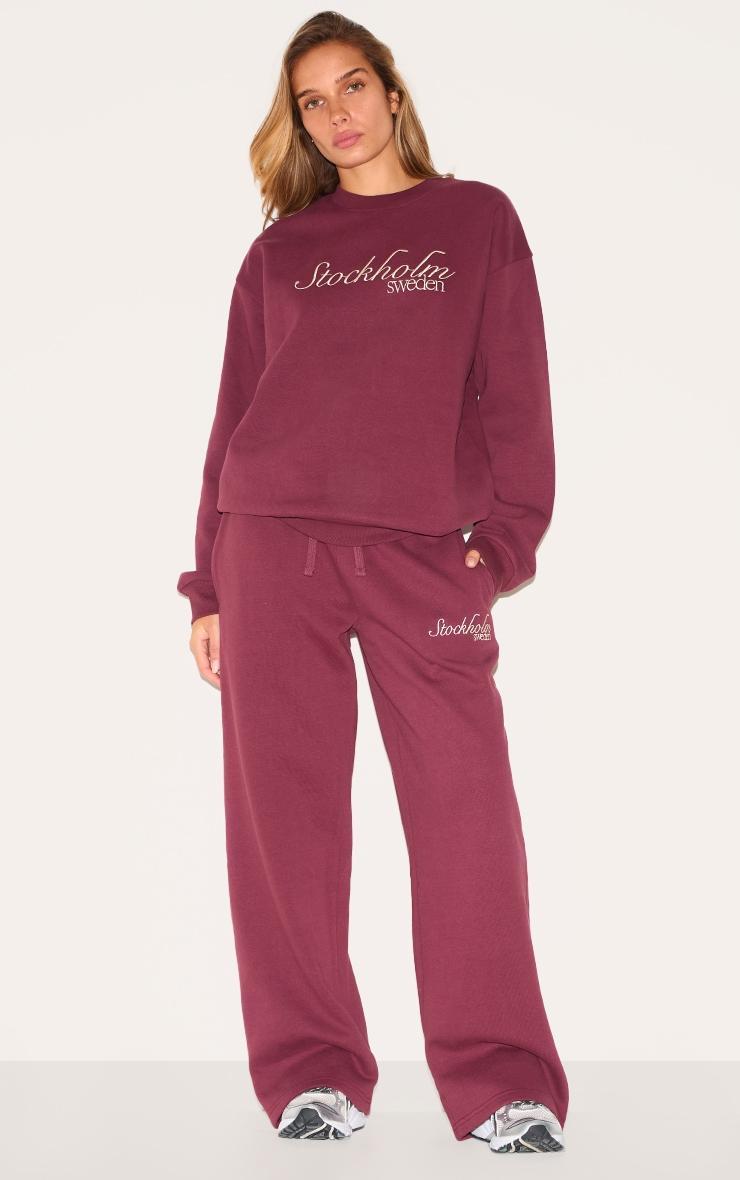  Burgundy Premium Stockholm Embroidered Sweatshirt Product Image