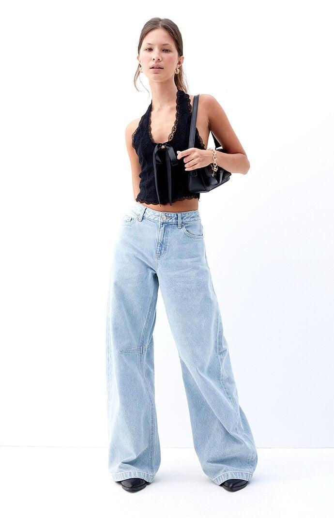 Womens Light Indigo Baggy Barrel Jeans Product Image