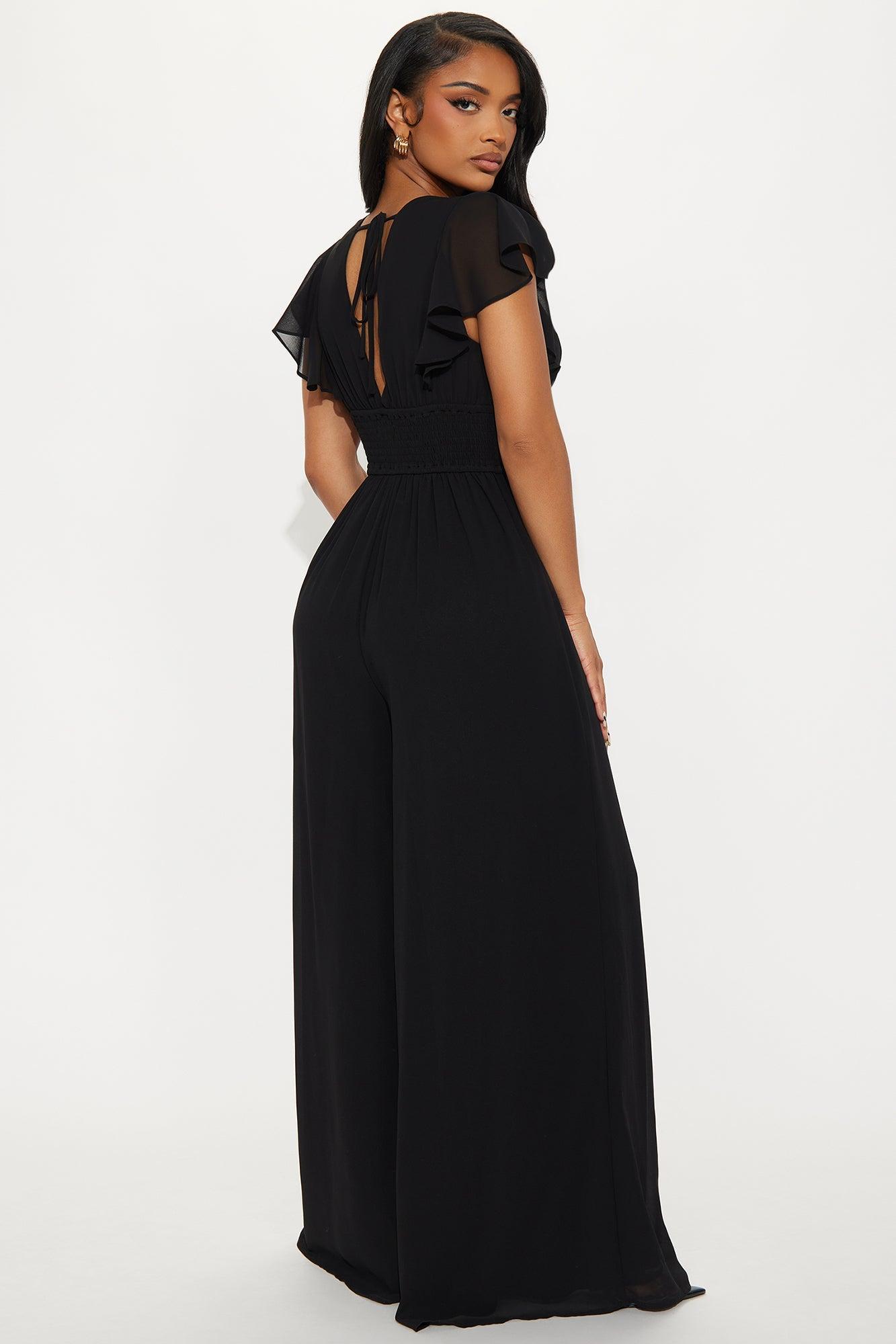 Salome Chiffon Jumpsuit - Black Product Image
