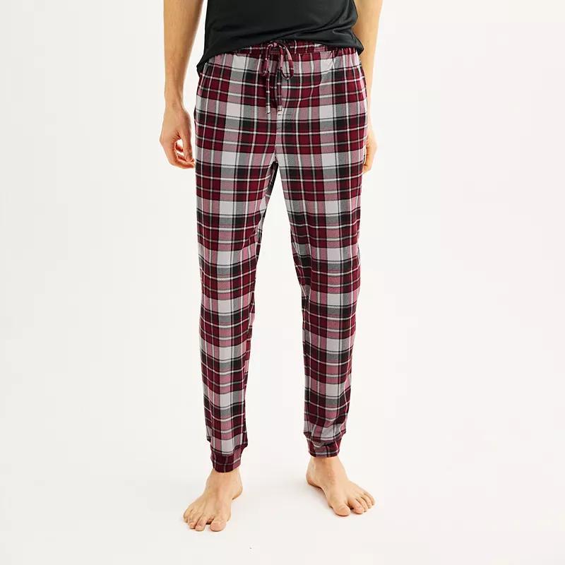 Men's Sonoma Goods For Life® Supersoft Banded Bottom Pajama Pants, Size: Medium, Gray Red Check Product Image