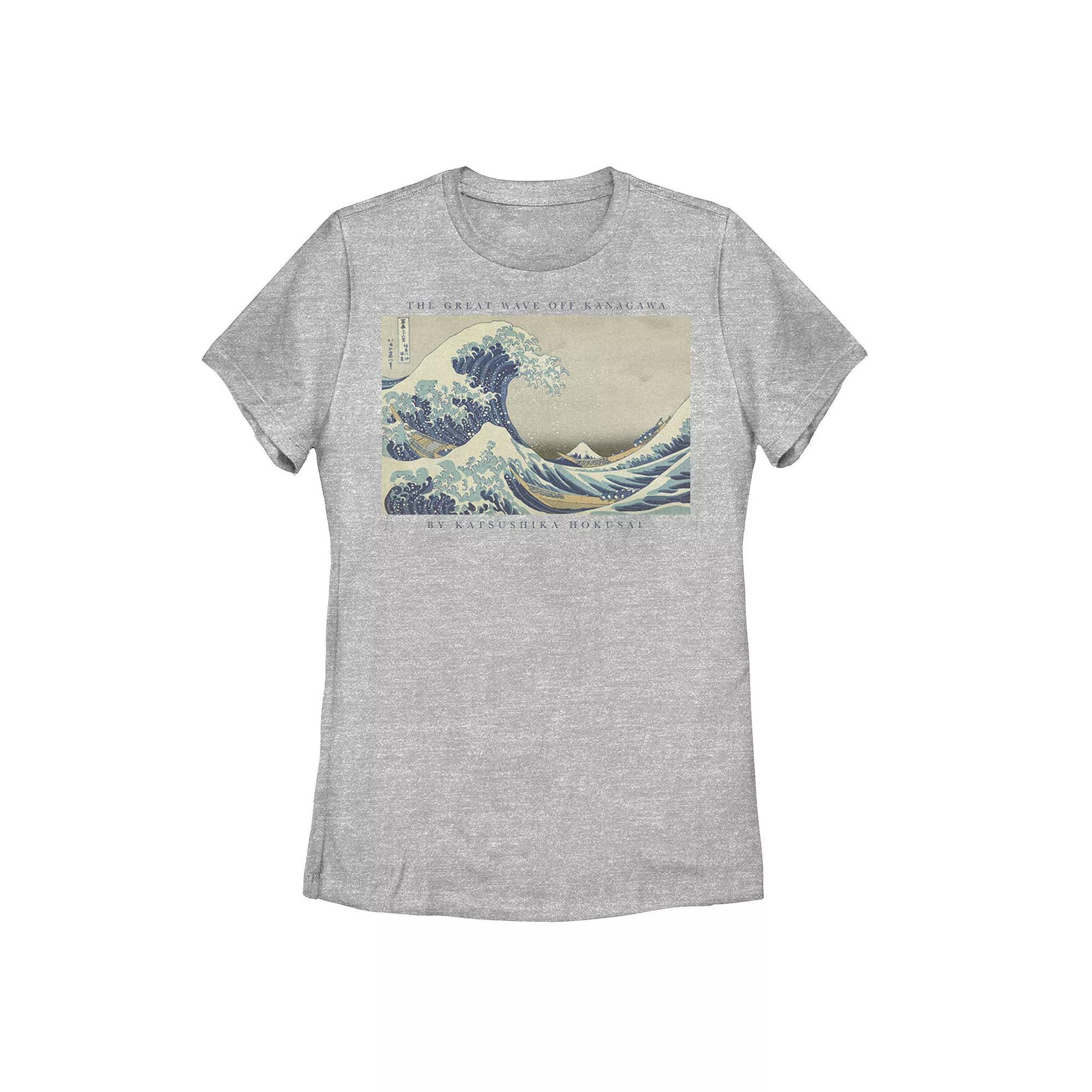 Juniors' The Great Wave Off Kanagawa Graphic Tee, Girl's, Size: XXL, Athletic Grey Product Image