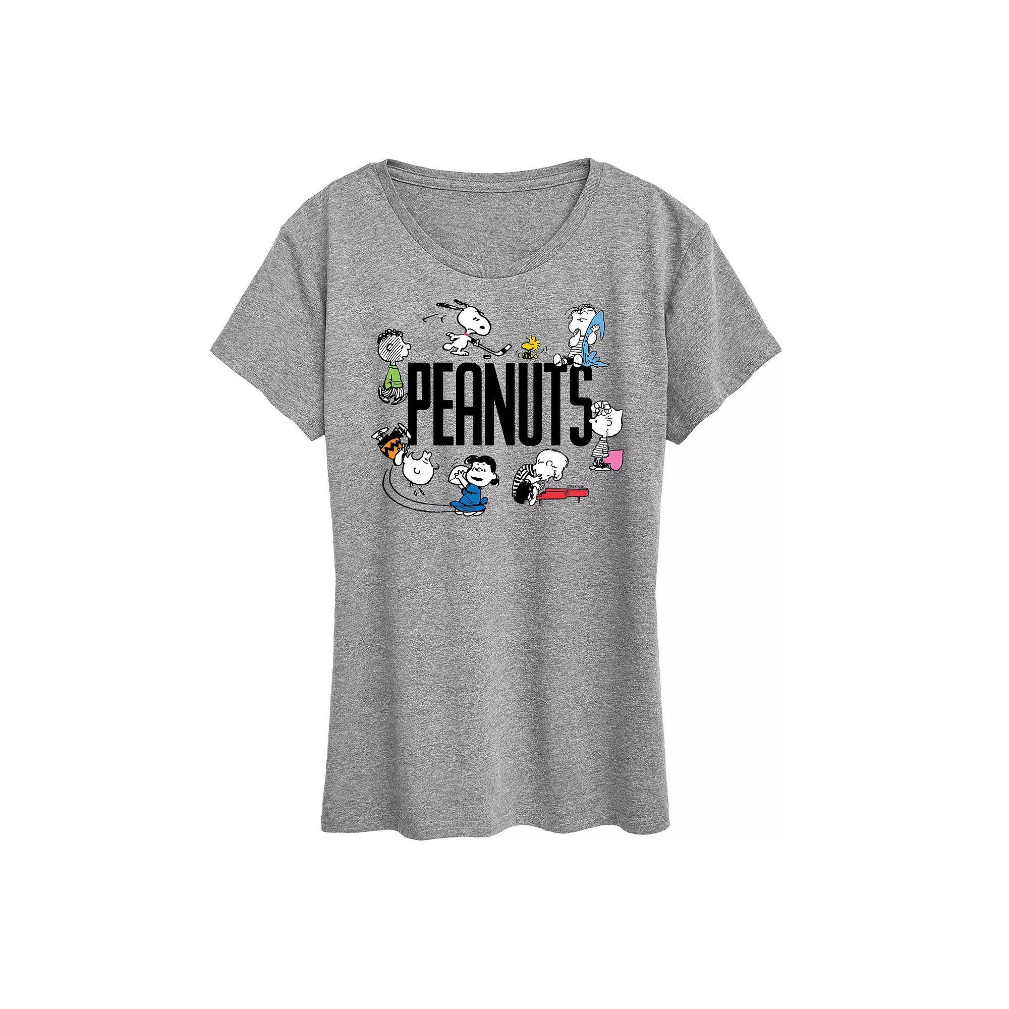 Womens Peanuts Group Logo Graphic Tee, Girls Grey Gray Product Image