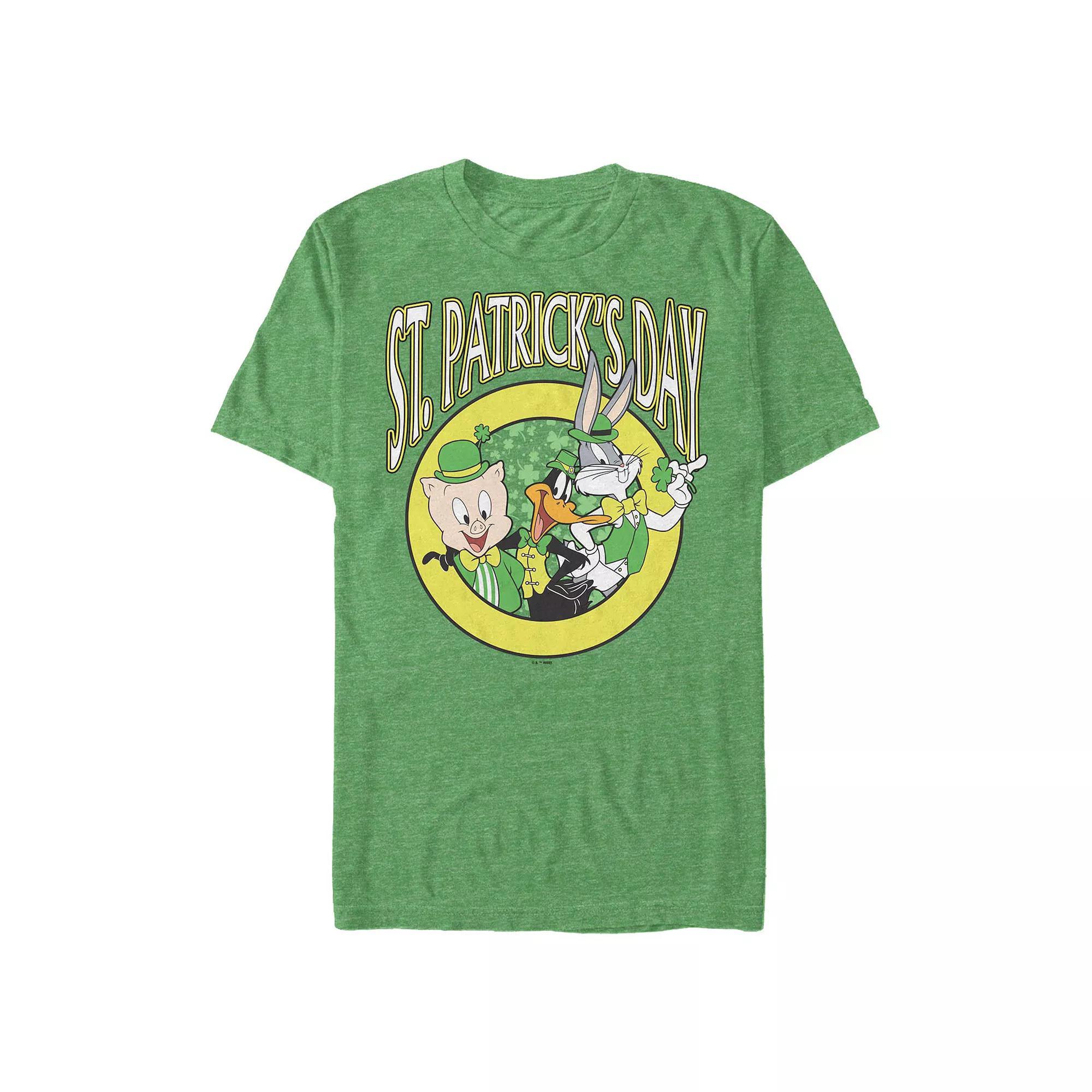 Big & Tall Looney Tunes St. Patrick's Day Buddies Graphic Tee, Men's, Size: 3XL Tall, Kelly Grey Product Image