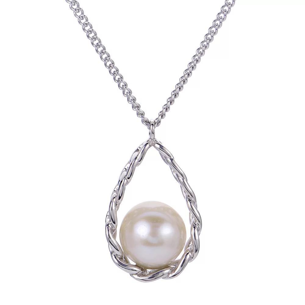 PearLustre by Imperial Sterling Silver Cultured Pearl Chain Teardrop Pendant Necklace, Womens Product Image