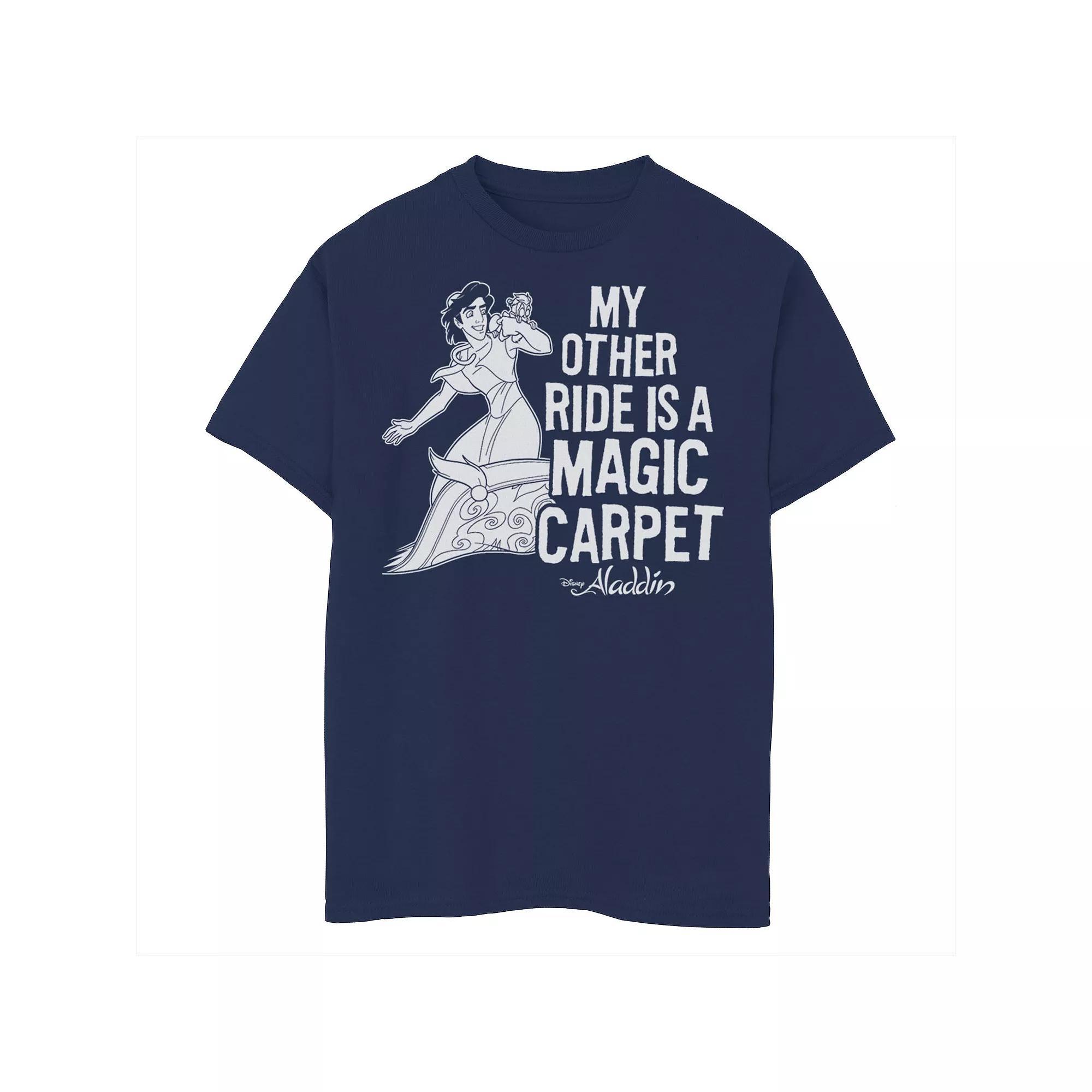 Disney's Aladdin Men's My Other Ride Magic Carpet Tee, Boy's, Size: Large, Blue Product Image