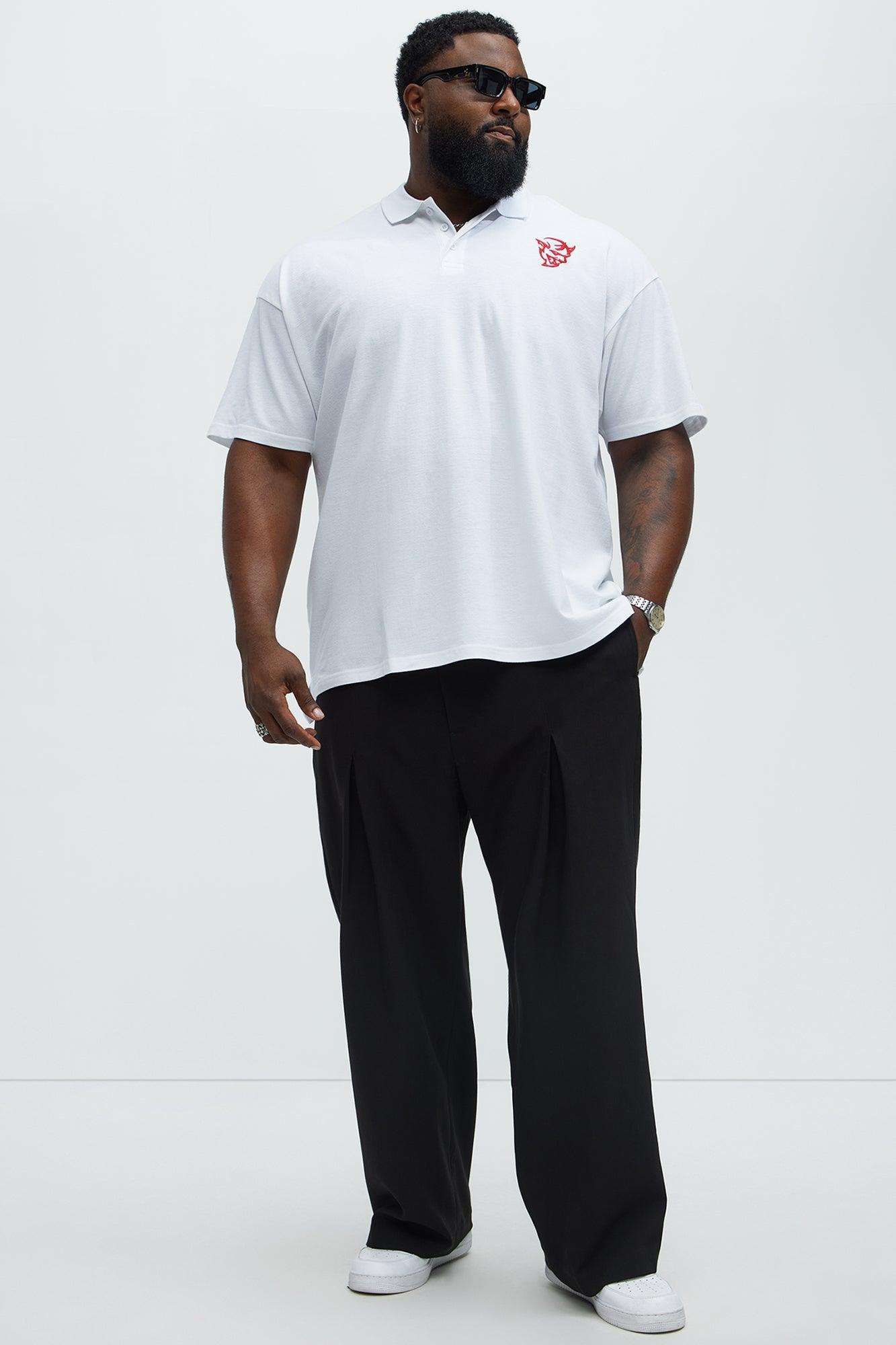 Demon Dodge Embroidered Short Sleeve Polo - White Product Image