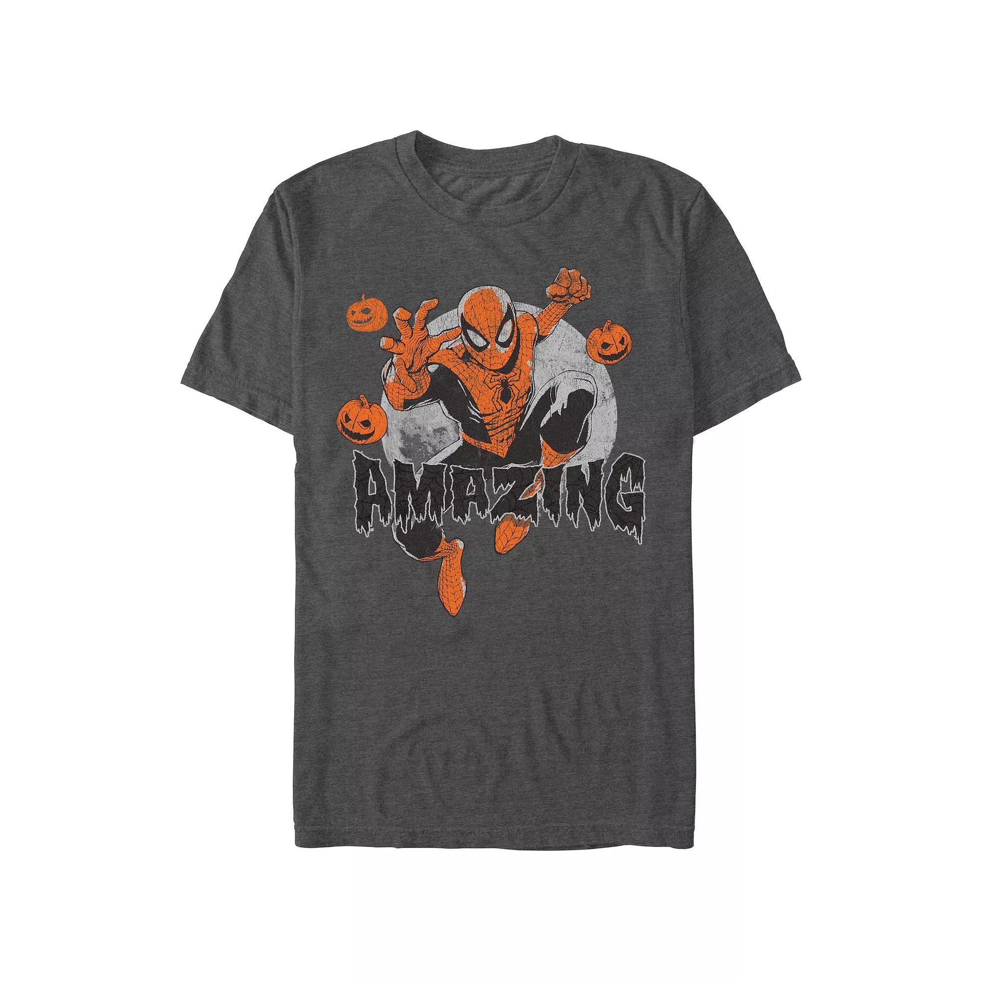 Men's Marvel Spider-Man Amazing Halloween Graphic Tee, Size: Medium, Grey Heather Product Image