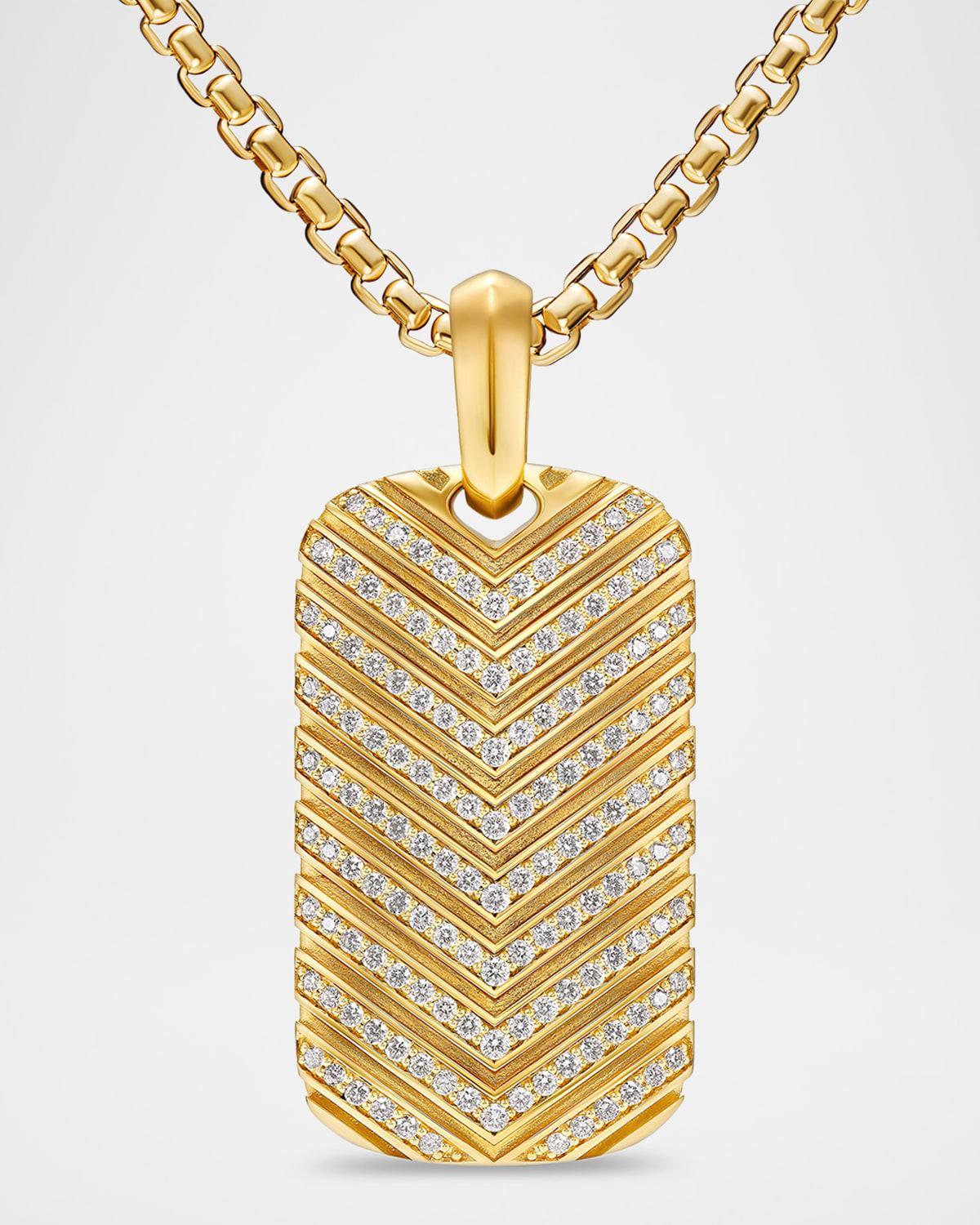 Mens Chevron Tag Enhancer in 18K Gold with Diamonds, 34mm Product Image