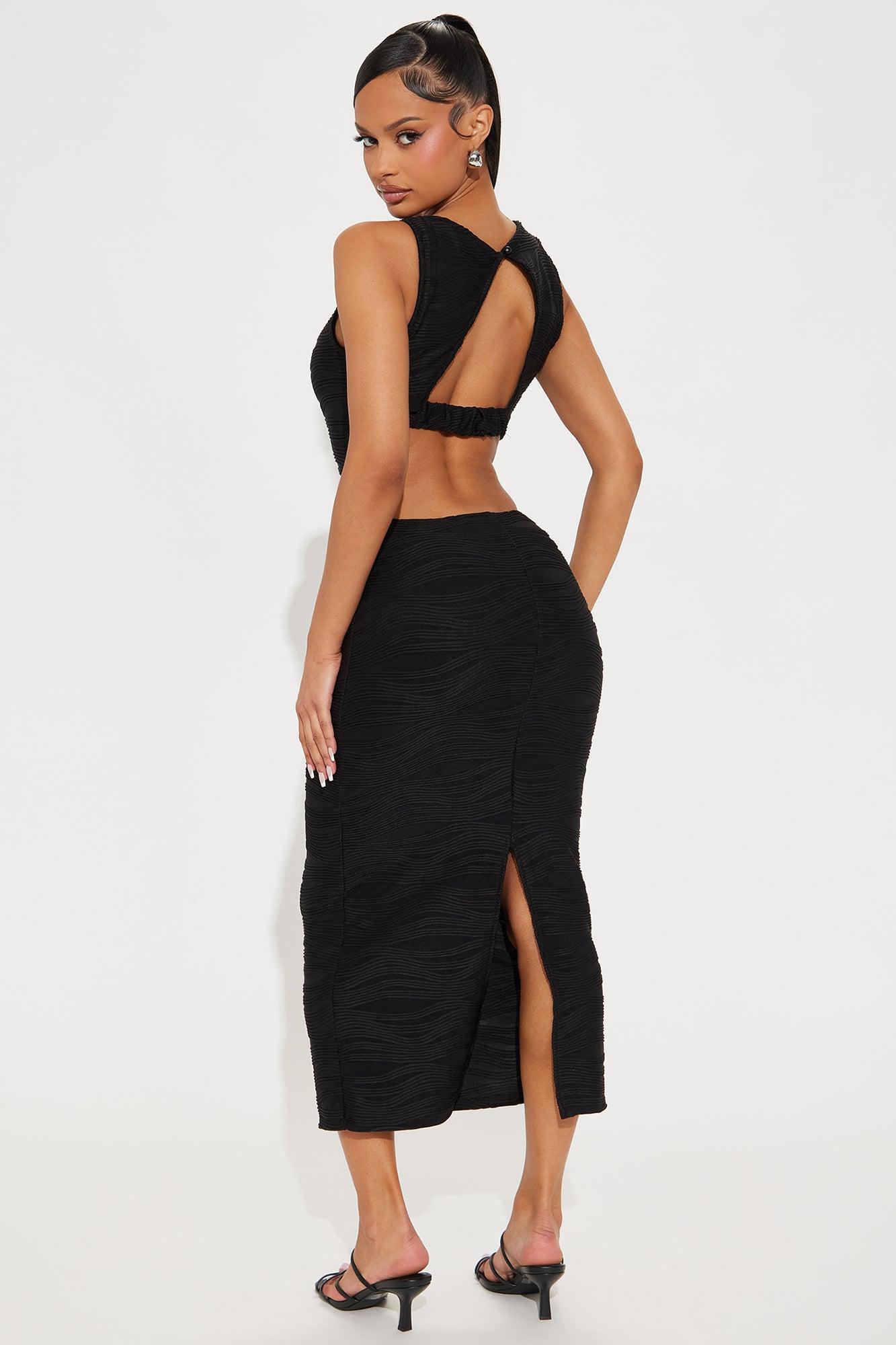 Samia Textured Midi Dress - Black Product Image