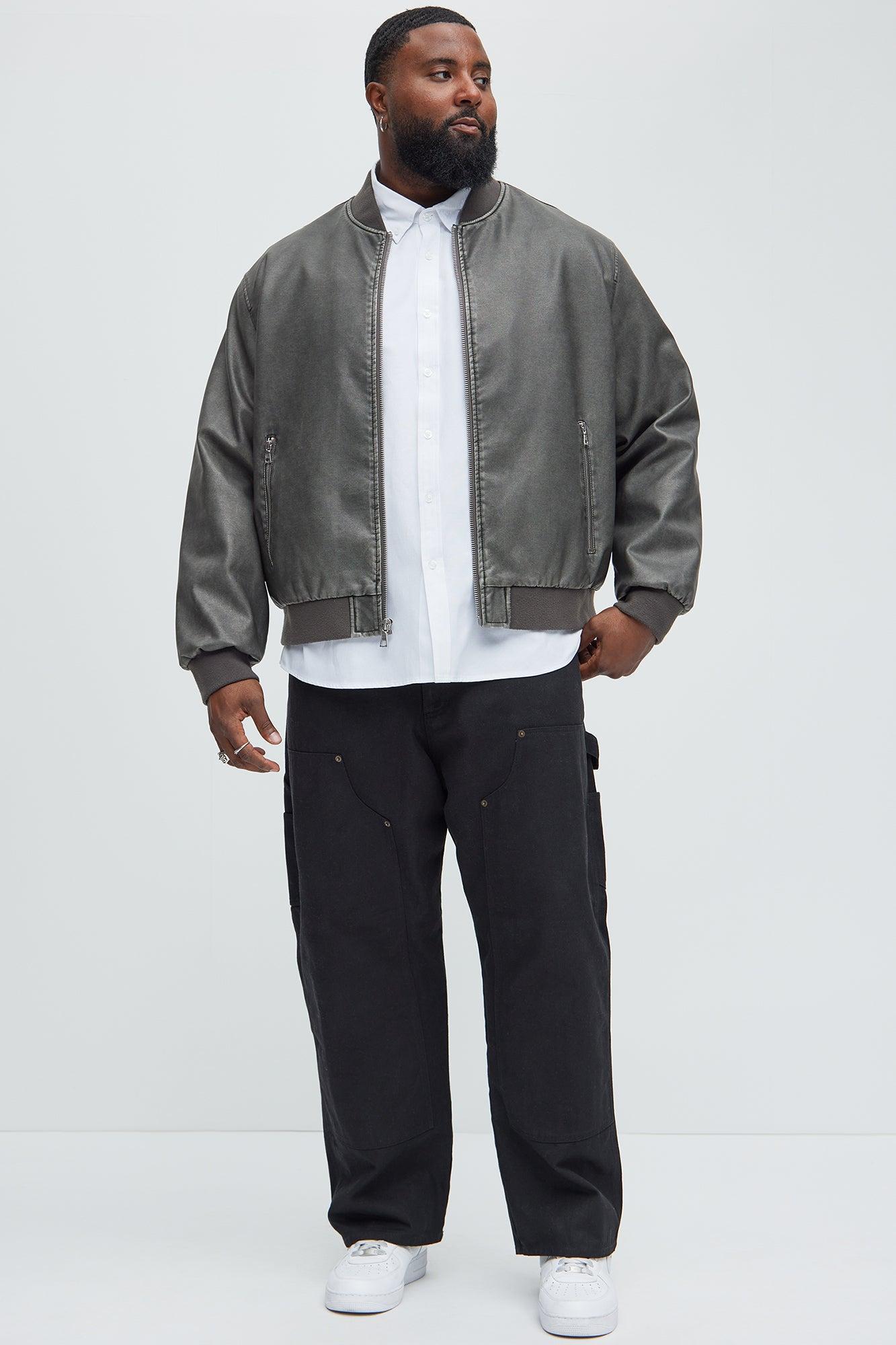 Glover Vintage Faux Leather Jacket - Black Wash Product Image