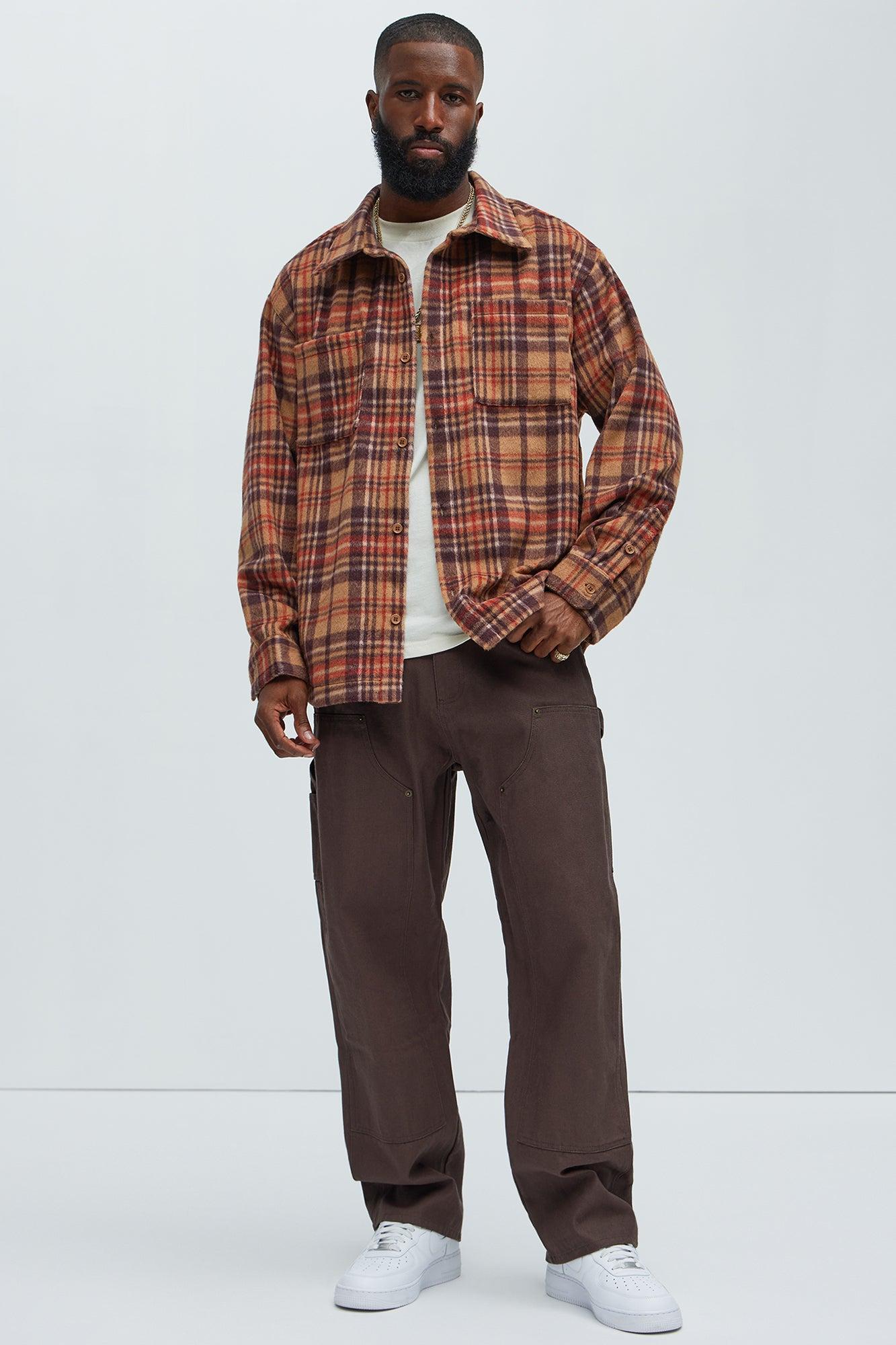 Come See Me Plaid Shacket - Brown Product Image