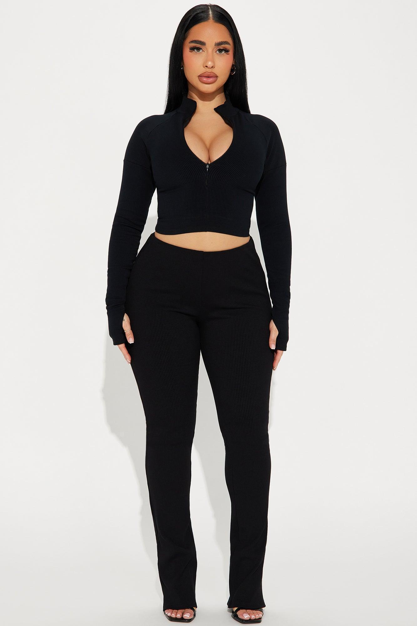 Nicole Collared Snatched Top - Black Product Image