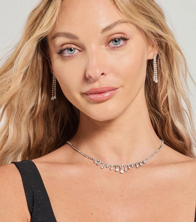 Gorgeously Glam Rhinestone Necklace And Earrings Set Product Image