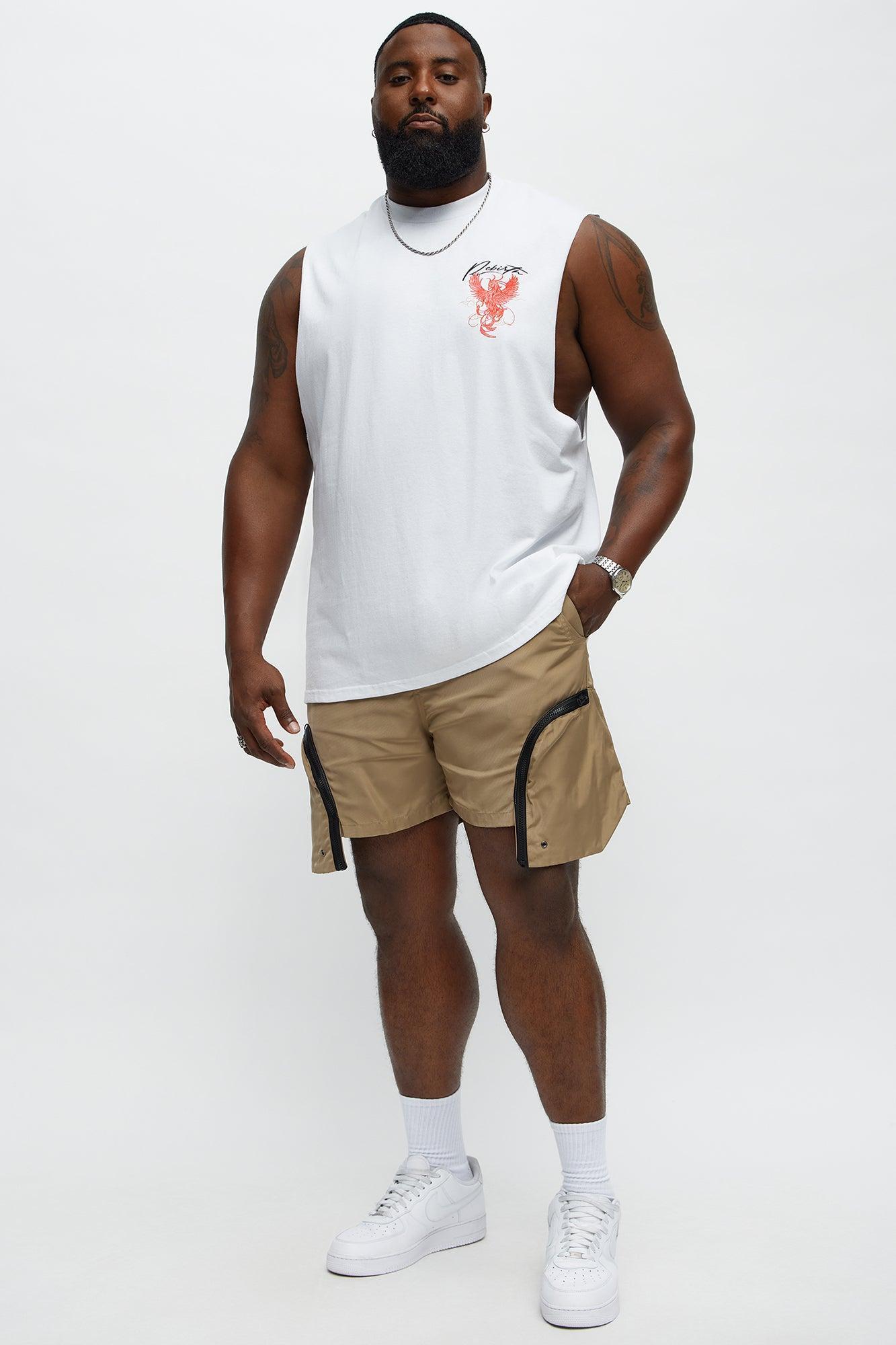 Cargo Pockets Relaxed Drawstring Shorts - Taupe Product Image