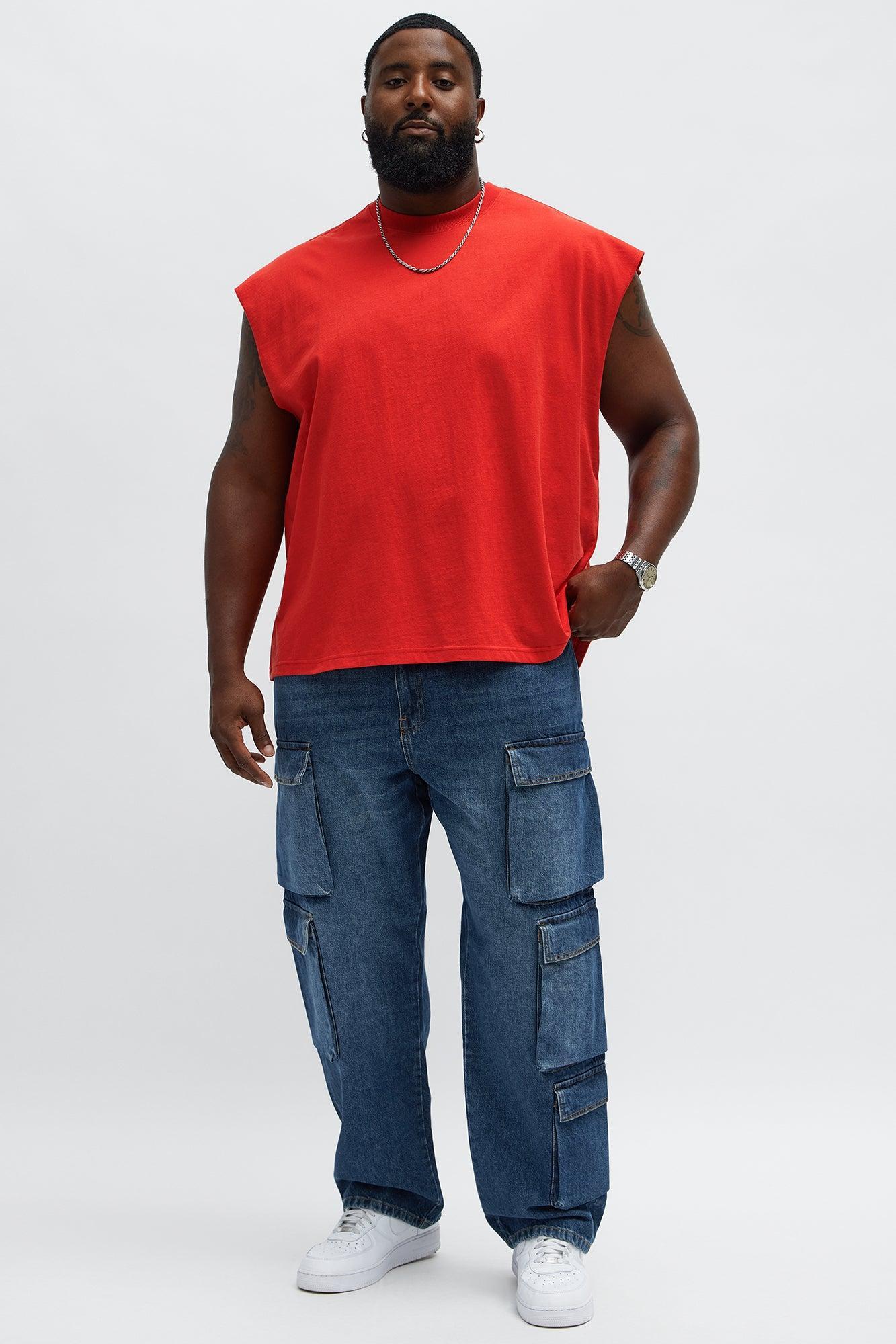 Relaxed Heavyweight Muscle Tee - Red Product Image