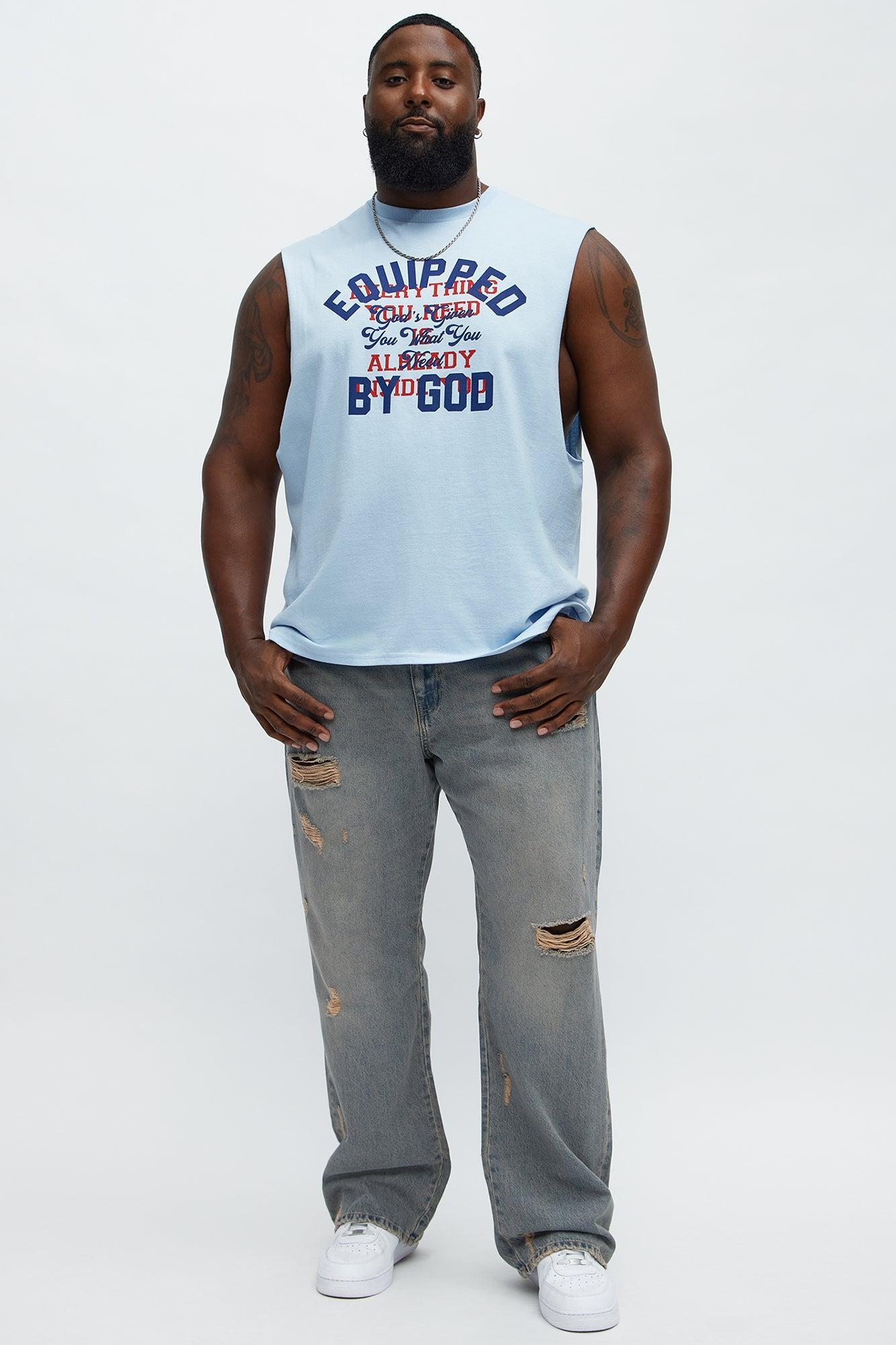Equipped By God Muscle Tee - Light Blue Product Image