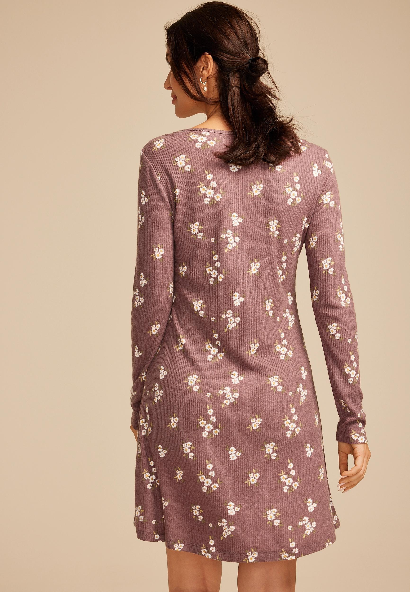 24/7 Floral Long Sleeve Skater Dress Product Image