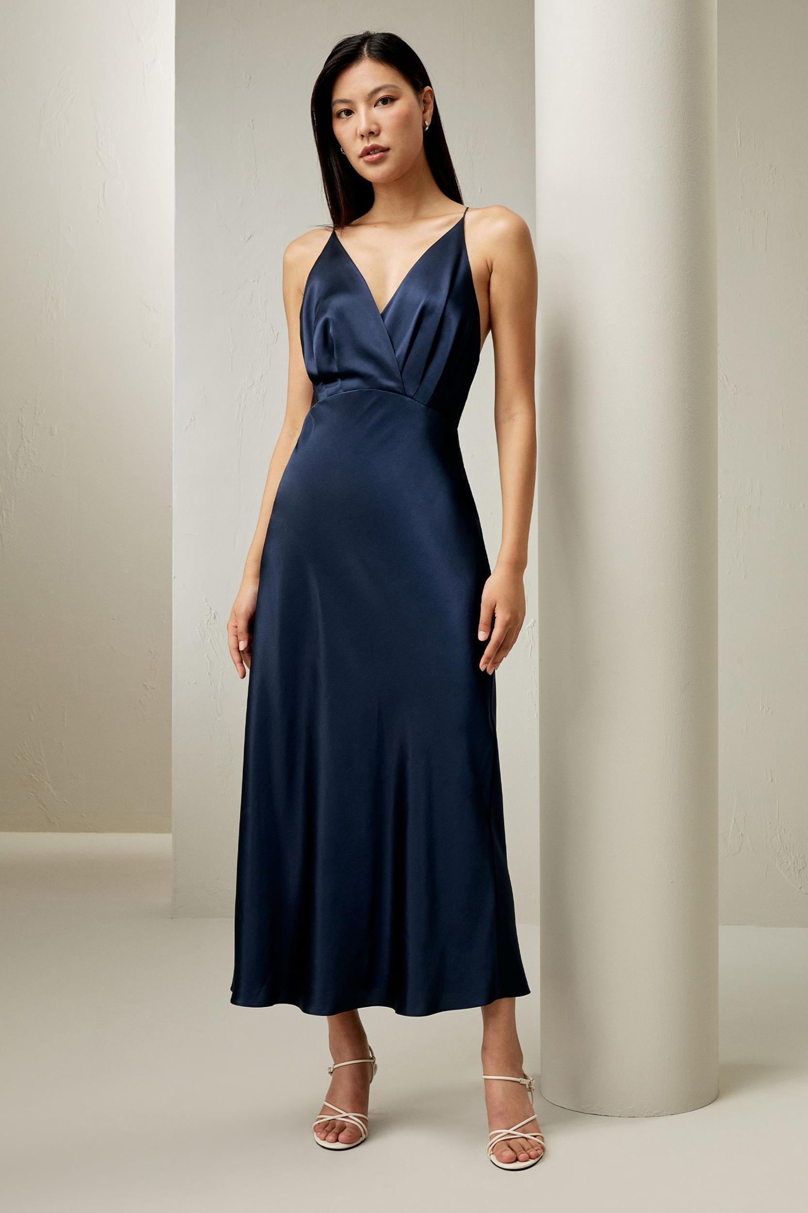 Back Tie Silk Maxi Dress Product Image