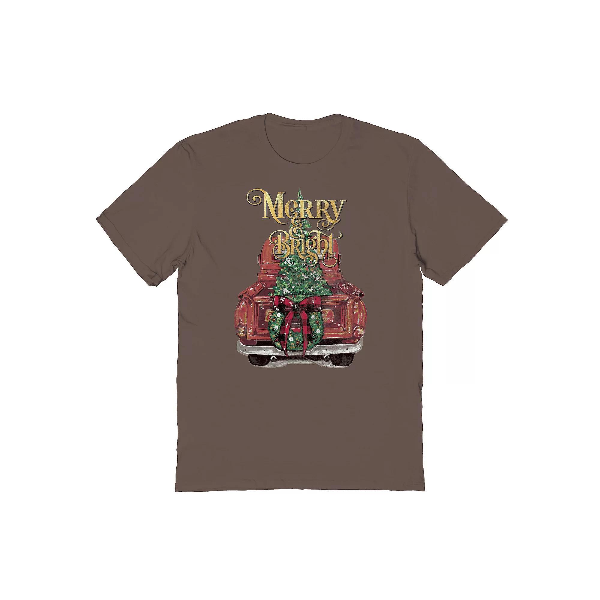 Mens Merry & Bright Graphic Tee, Womens Green Product Image