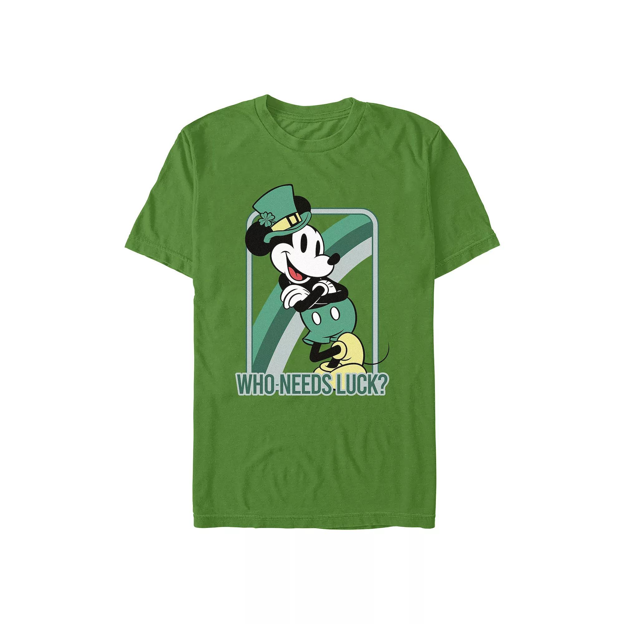 Disney's Mickey Mouse Who Needs Luck? Men's Graphic Tee, Size: XXL, Kelly Product Image