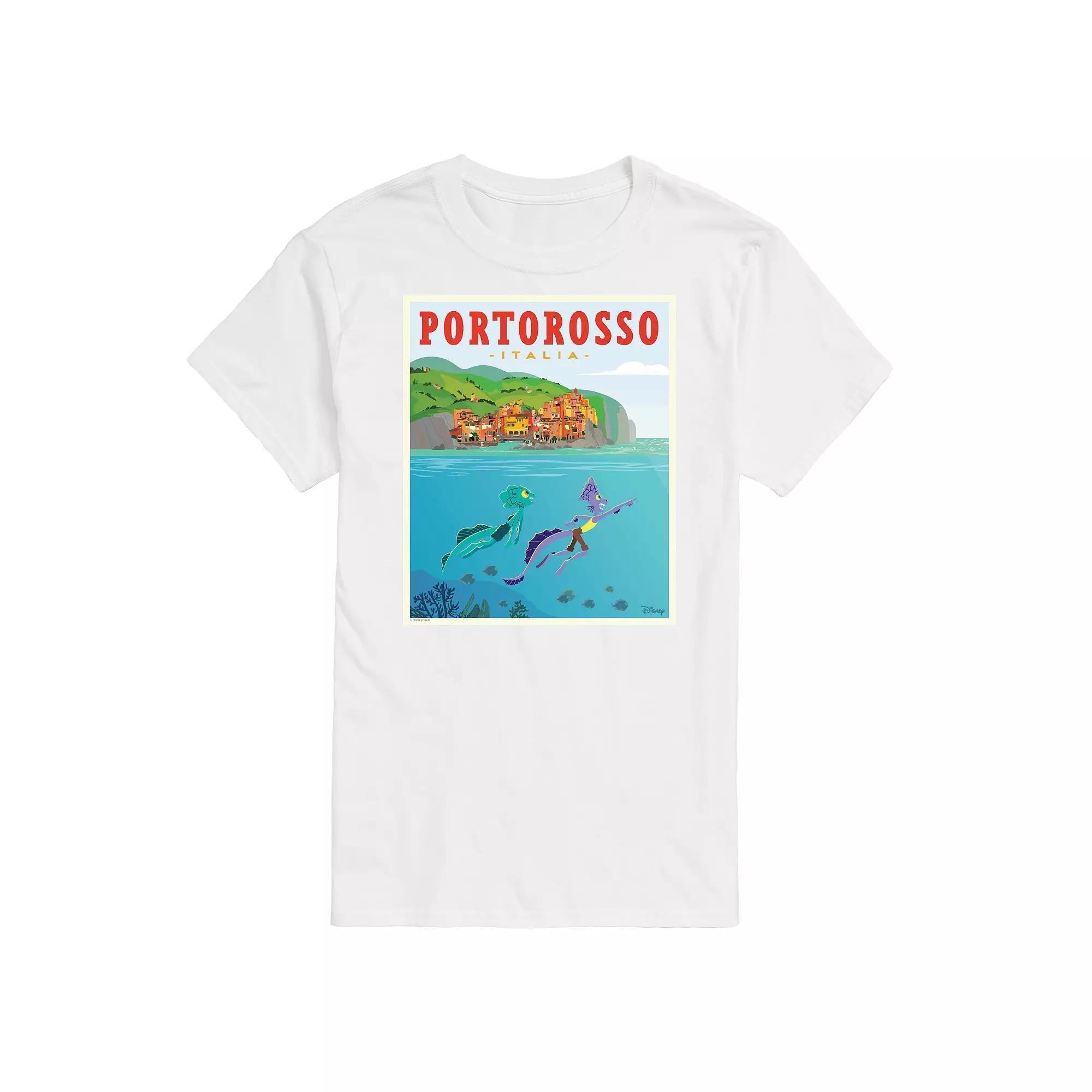 Disneys Luca Mens Portorossa Italy Postcard Graphic Tee Product Image