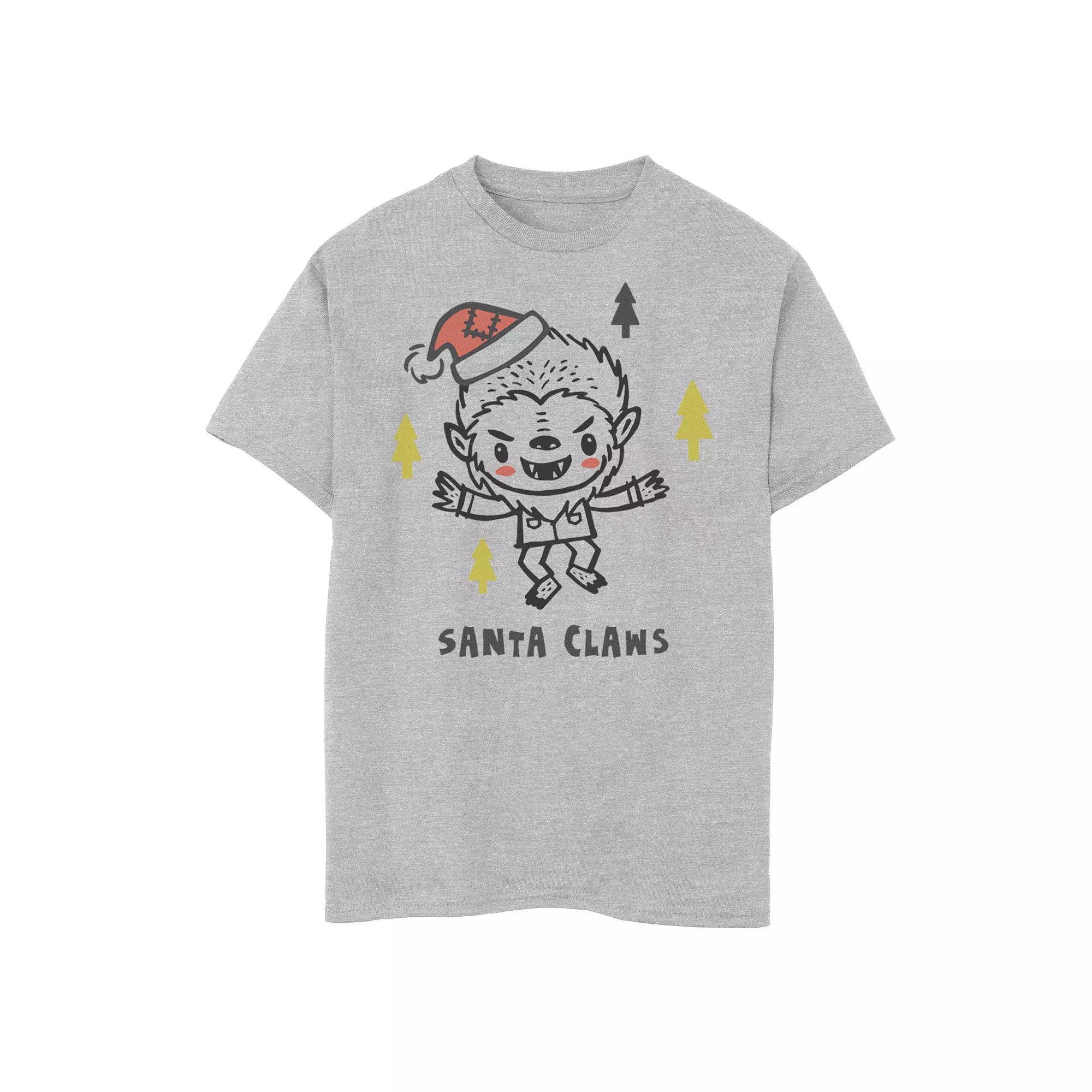 Boys 8-20 Universal Monsters Christmas Wolf Man Santa Claws Graphic Tee, Boy's, Size: XL, Athletic Grey Product Image